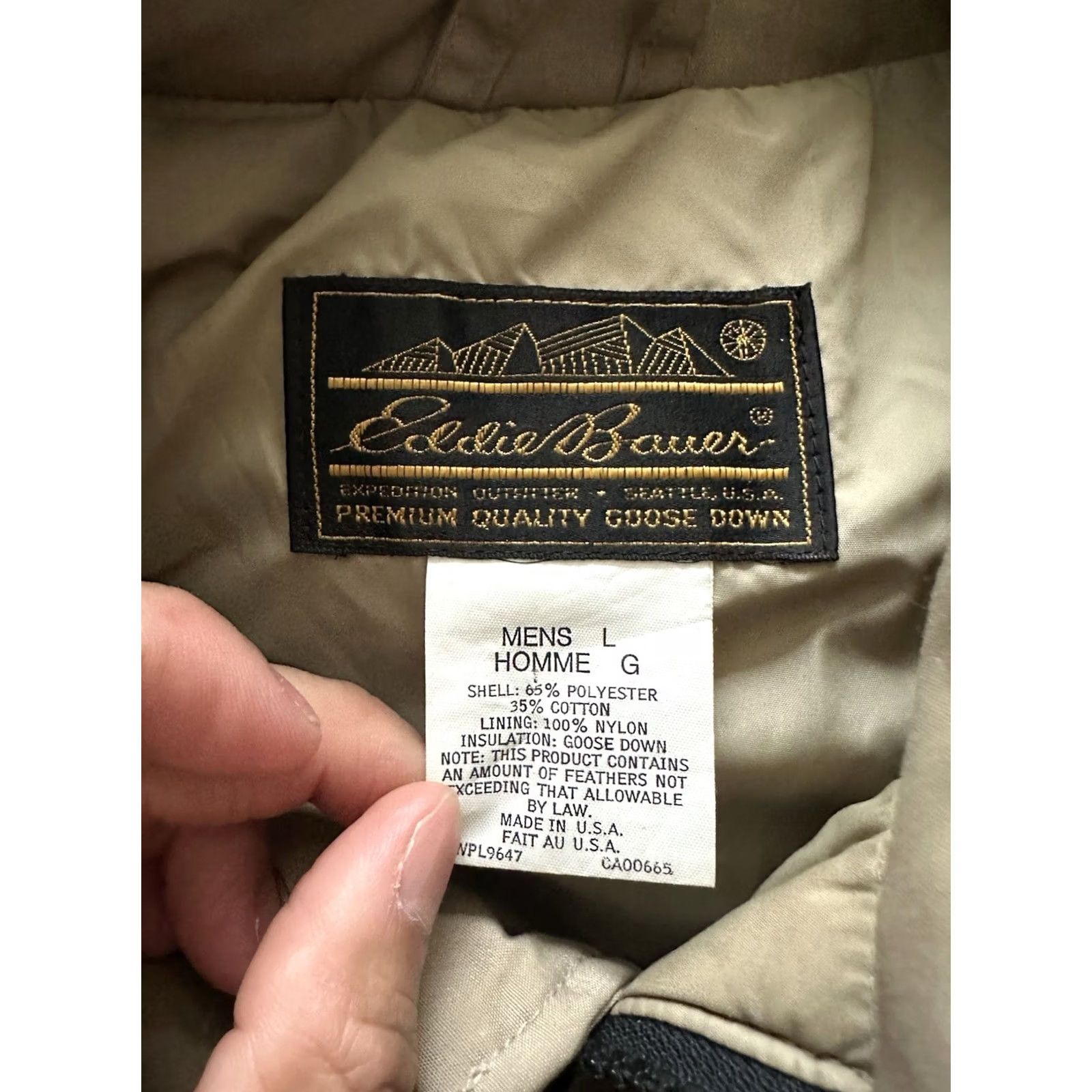 Eddie Bauer VINTAGE Eddie Bauer Puffer Vest Mens Large Khaki Goose Down Expedition Outfitter Size US L / EU 52-54 / 3 - 6 Thumbnail