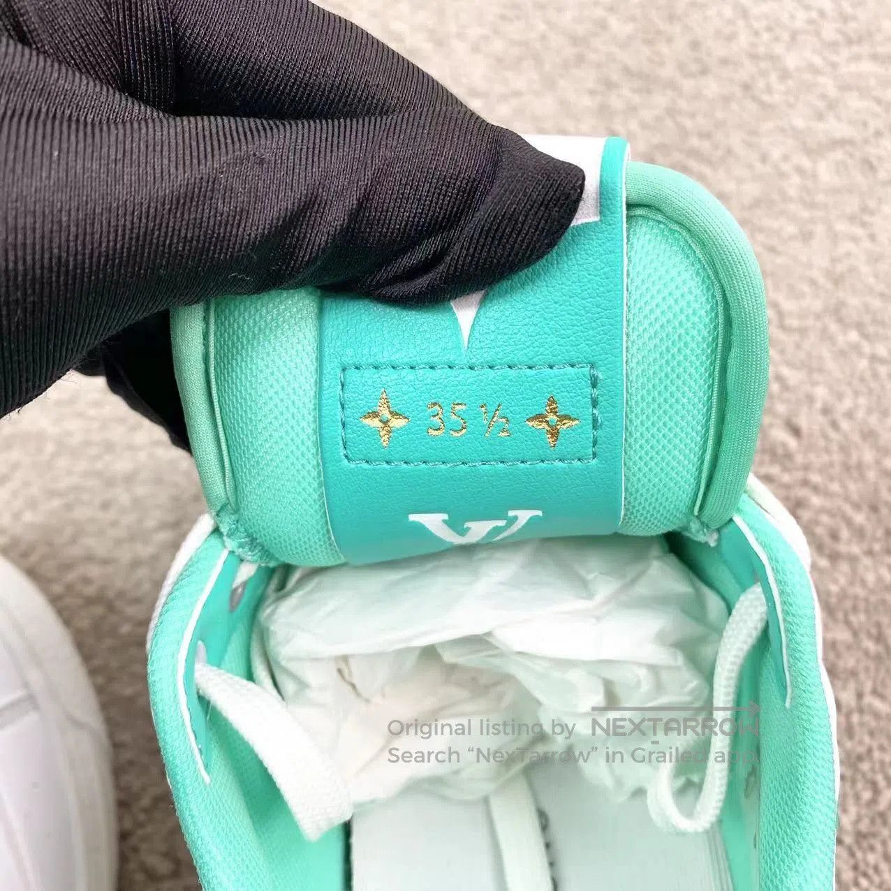 Louis Vuitton Louis Vuitton White and green side logo board shoes| Size US 5 / IT 35 - 6 Thumbnail