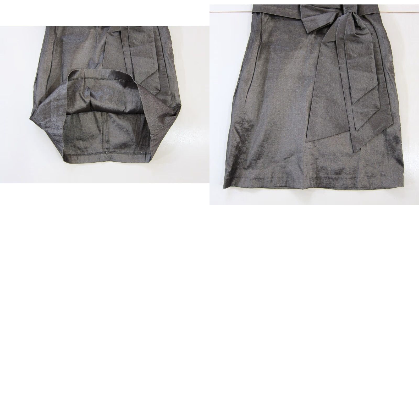 Vintage Twentyone Grey Metallic Silver Stretch Dress Cocktail Prom Midi Medium Size M / US 6-8 / IT 42-44 - 8 Thumbnail