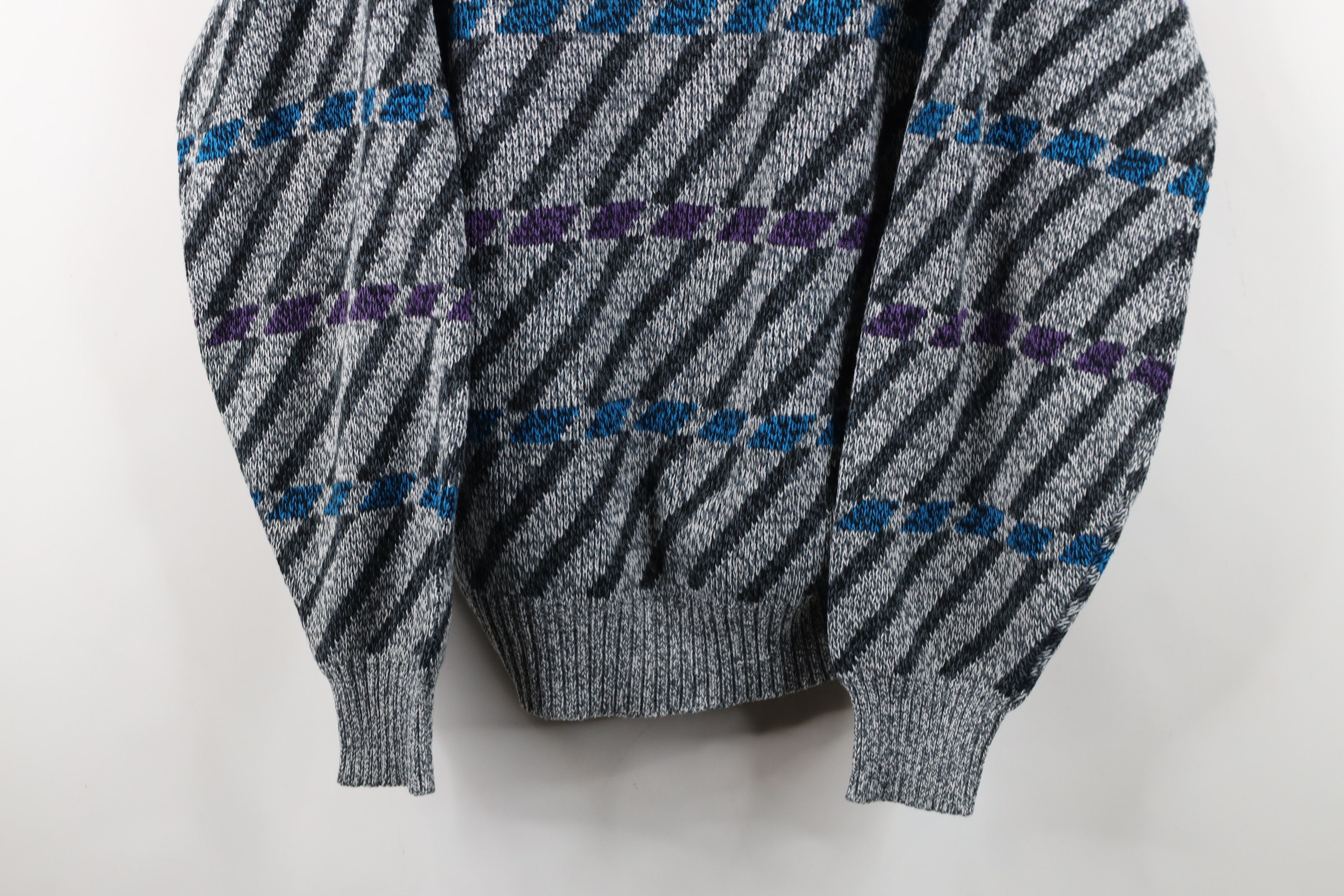 Vintage Vintage 90s Streetwear Geometric Knit Crewneck Sweater Size XL / US 12-14 / IT 48-50 - 3 Thumbnail