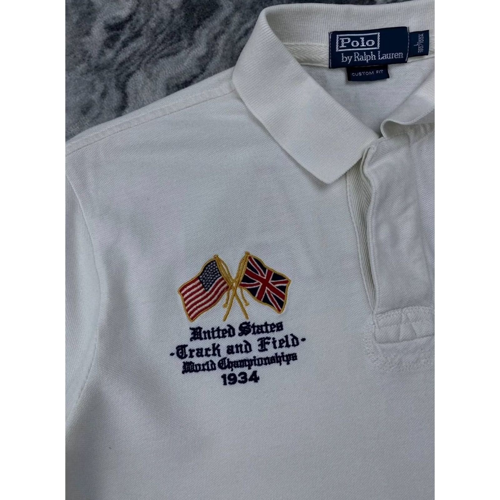 Polo Ralph Lauren VINTAGE Polo Ralph Lauren Shirt L White Big Logo Britain Polo Men Size US L / EU 52-54 / 3 - 6 Thumbnail