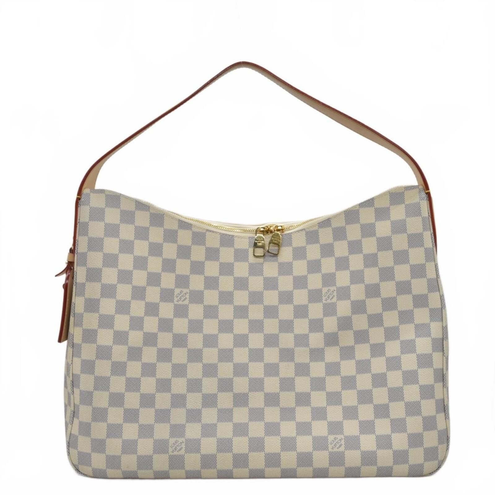 Louis Vuitton $2740 Louis Vuitton Damier Azur Slouchy MM Rose Ballerine Size ONE SIZE - 1 Thumbnail