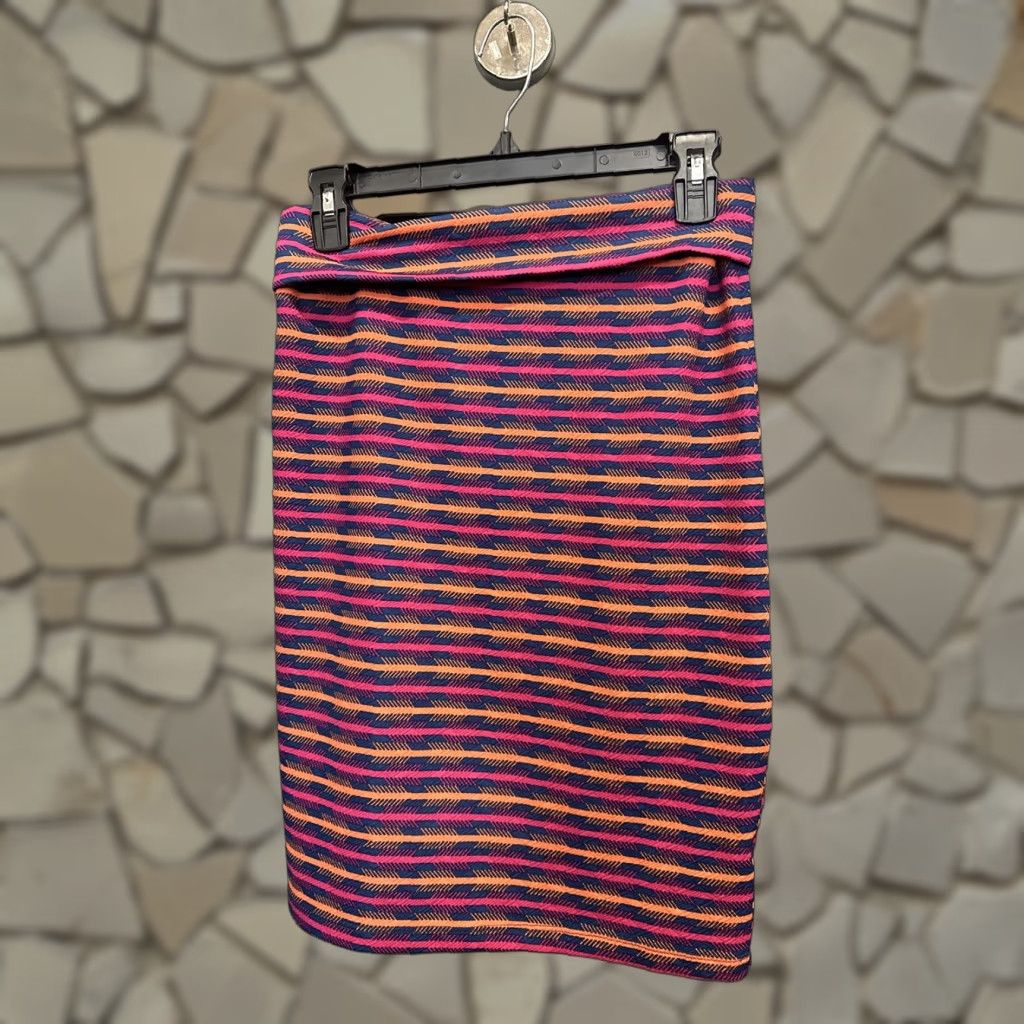 VINTAGE LuLaRoe Women's Midi Skirt Small Neon Striped Pencil