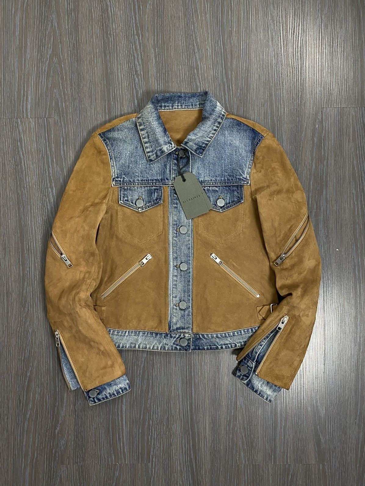 Allsaints NWT Allsaints Full zip Denik Suede Curtis Jacket RRP725$ Size XS / US 0-2 / IT 36-38 - 3 Thumbnail