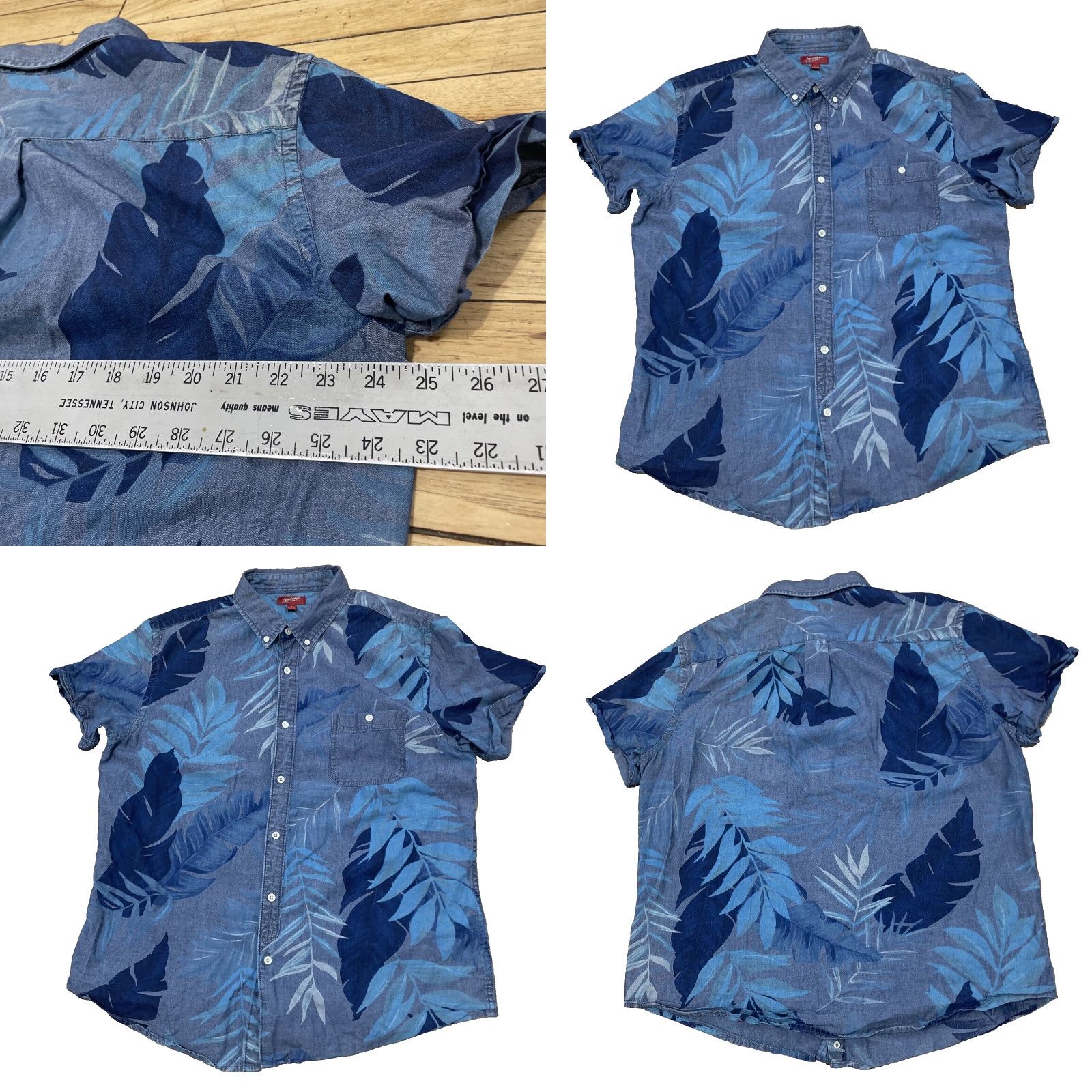 Vintage VINTAGE Arizona Jeans Mens Hawaiian Chambray Shirt XL Floral Blue Twill Oxford Casual XL Size US XL / EU 56 / 4 - 11 Thumbnail