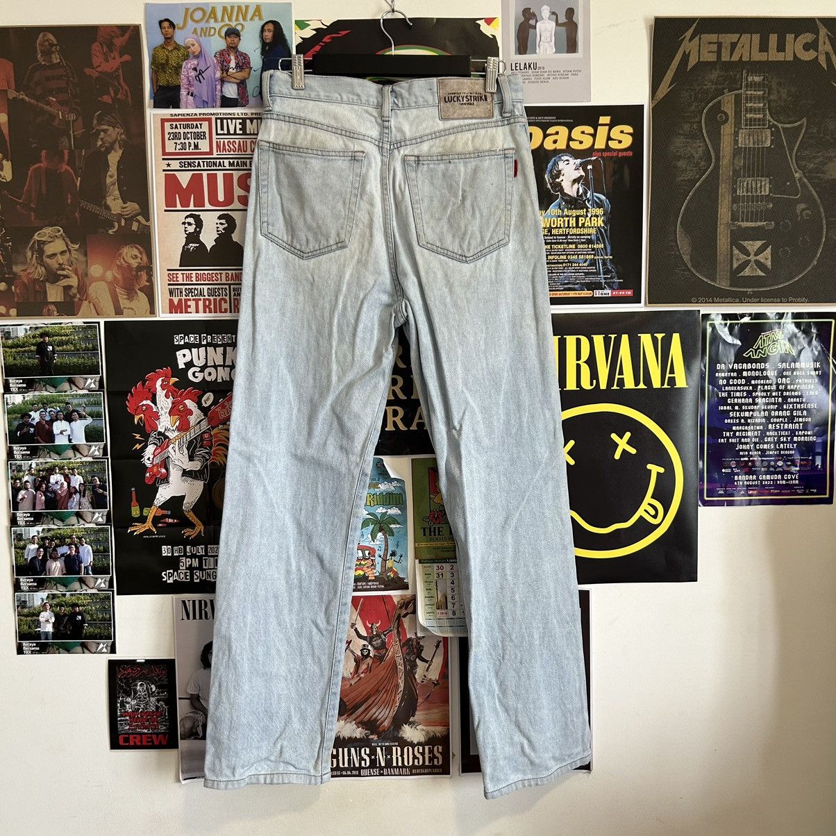 Japanese Brand Vintage Lucky Strike Blue Wash Distressed Denim Size US 30 / EU 46 - 6 Thumbnail