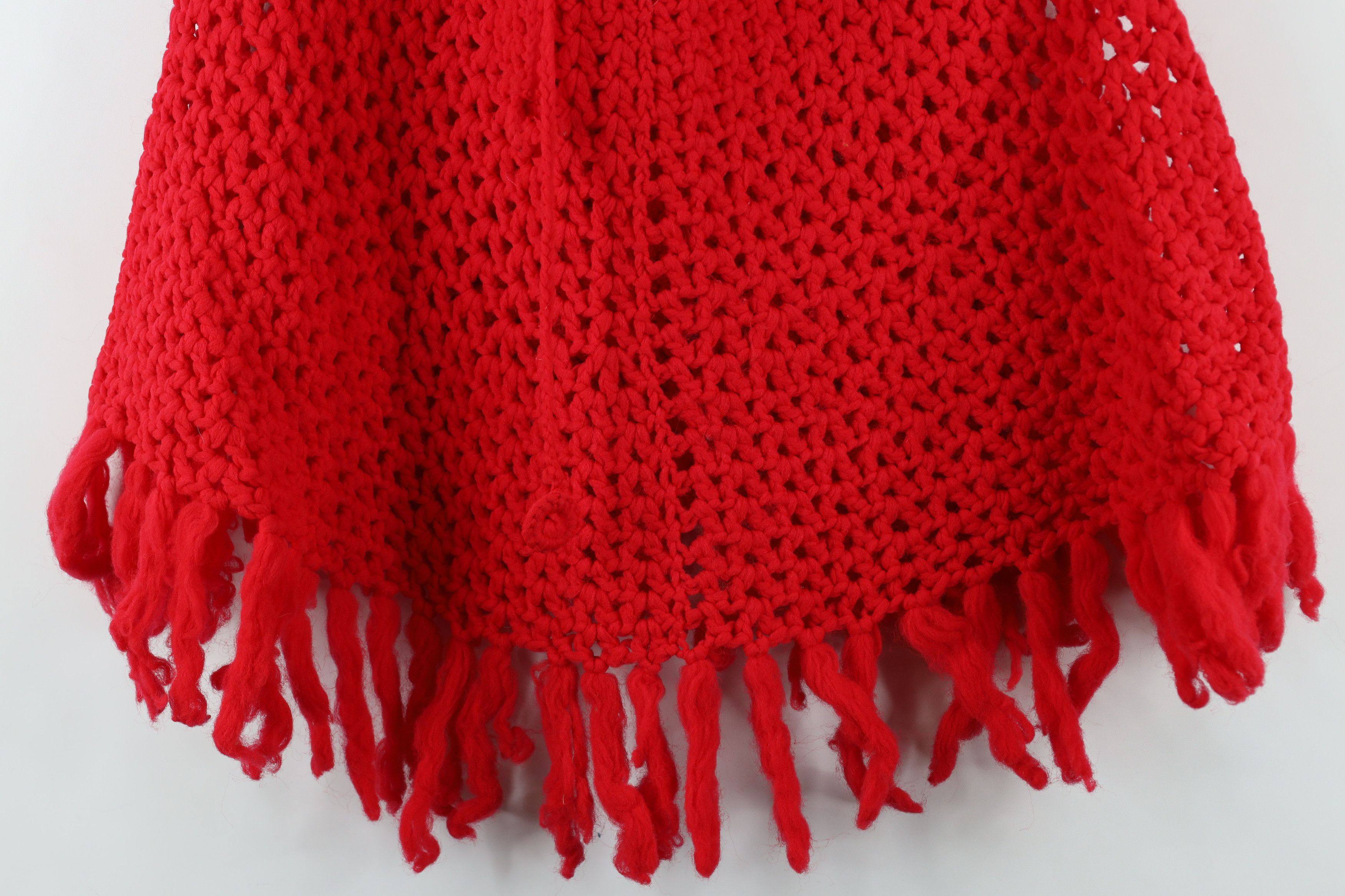 Vintage Vintage 60s 70s Streetwear Fringed Poncho Sweater USA Size ONE SIZE - 3 Thumbnail
