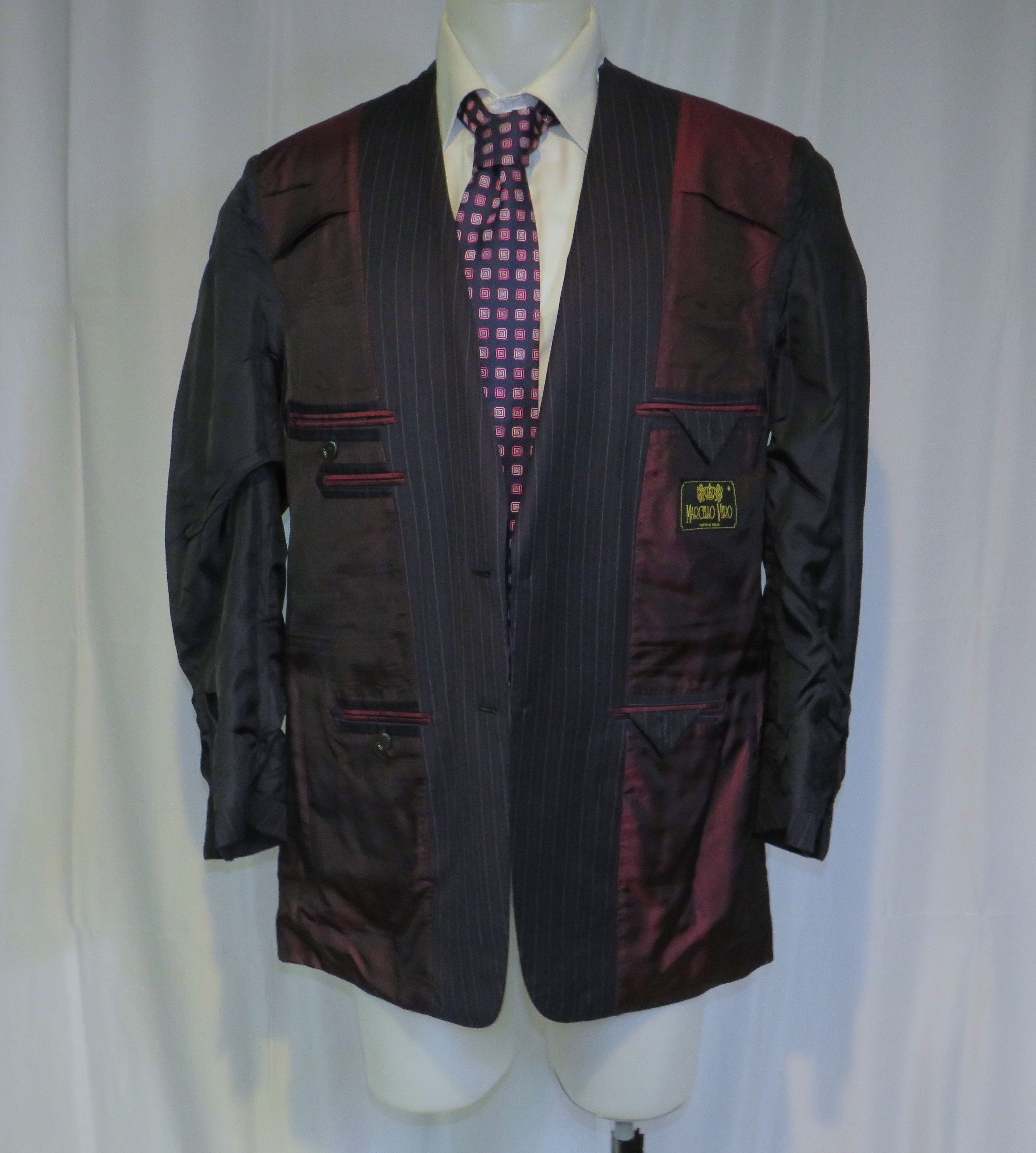 Other Marcello Vero by D'Avenza Navy Striped Two Button Suit 43R Size 44R - 13 Thumbnail