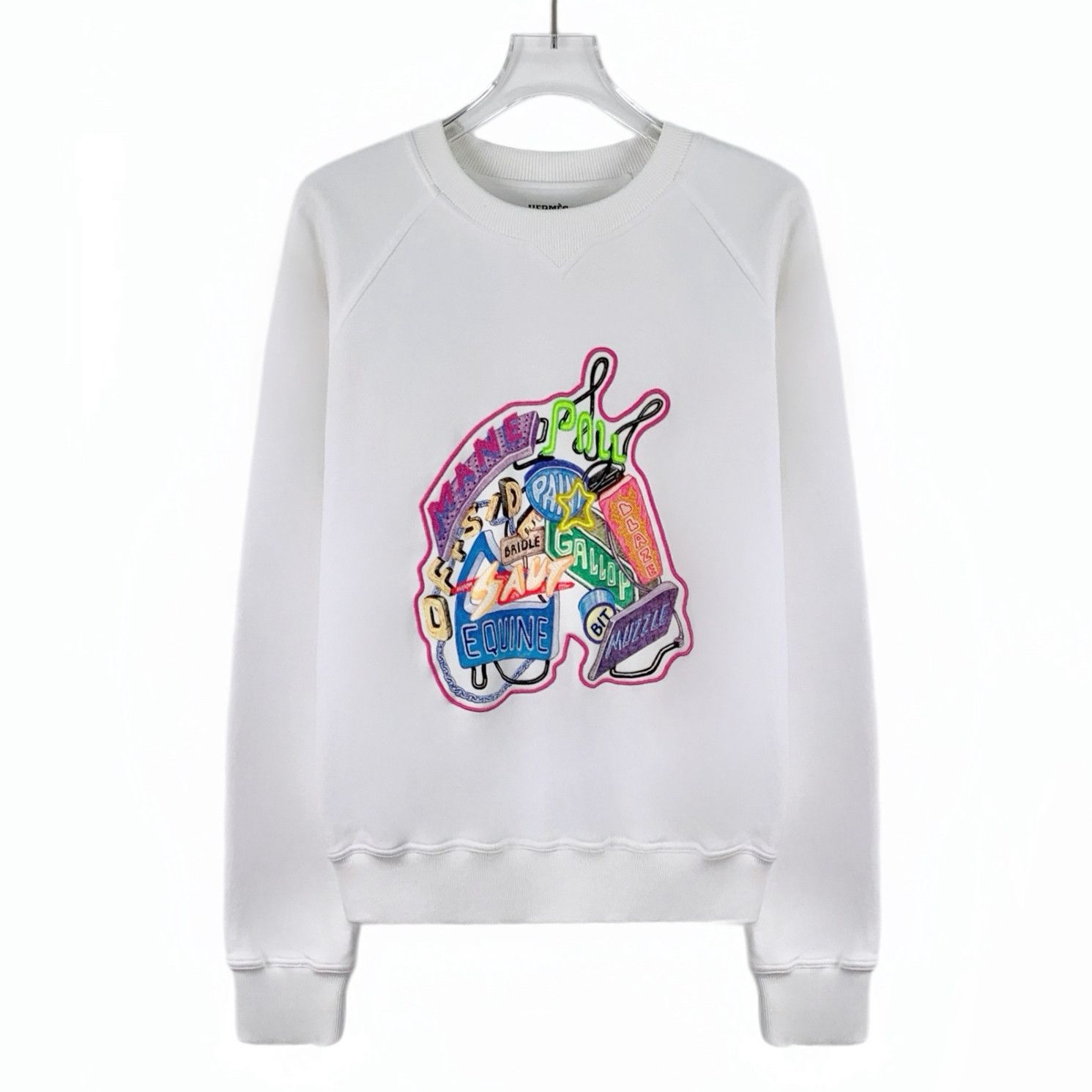 Hermes Hermès Logo Embroidered Sweatshirt White (38) Size XS / US 0-2 / IT 36-38 - 1 Thumbnail