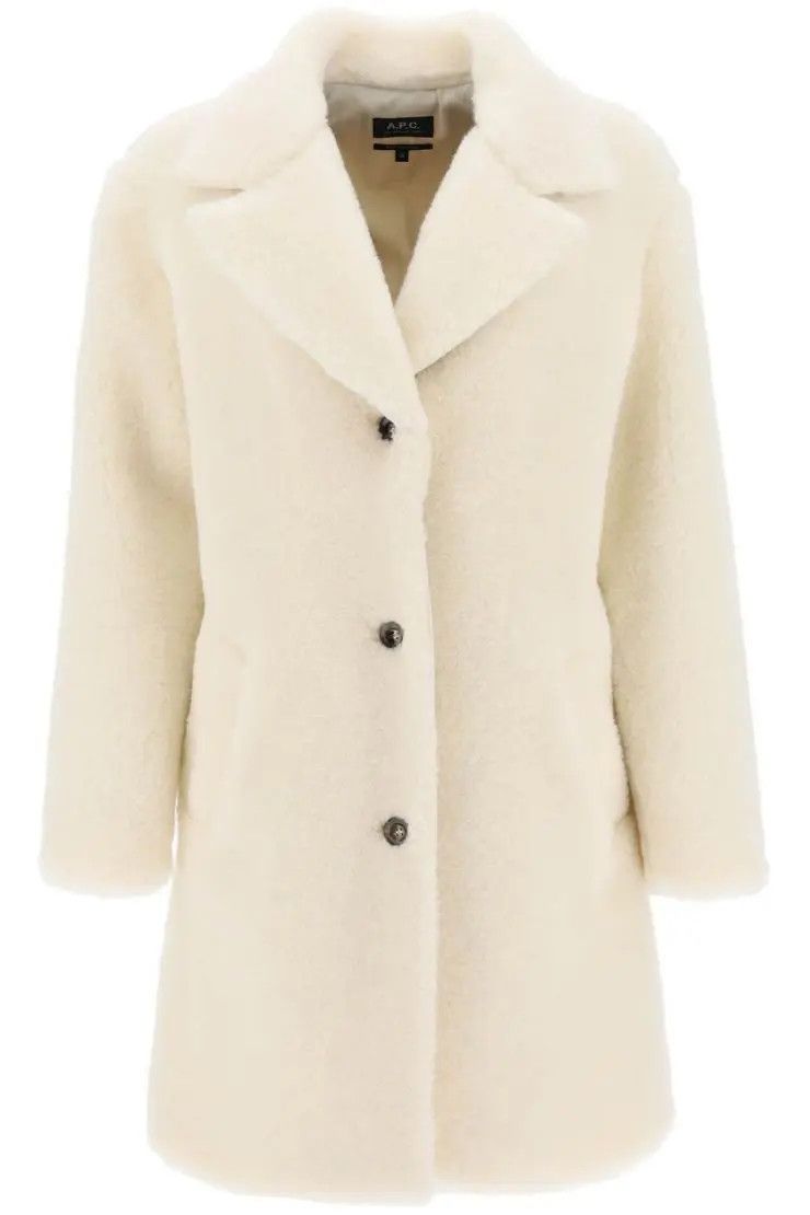 image of A P C O1S22I1N0324 Teddy Coat In White, Women's (Size XS)