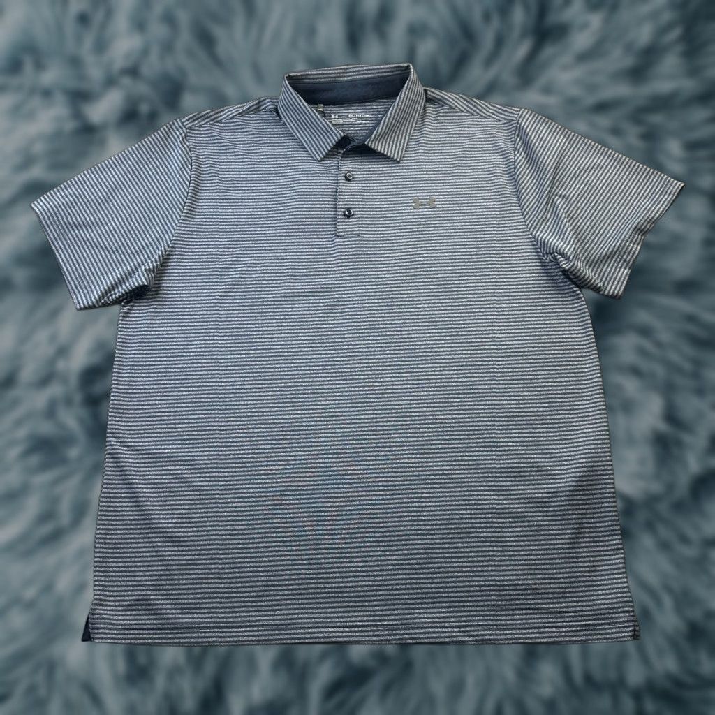 Under Armour Polo Shirt Mens 2XL Blue Playoff Golf Stretch Shirt Mens 2XL Blue Logo Embroidered All Seasons Breathable Lightweight Stretch
