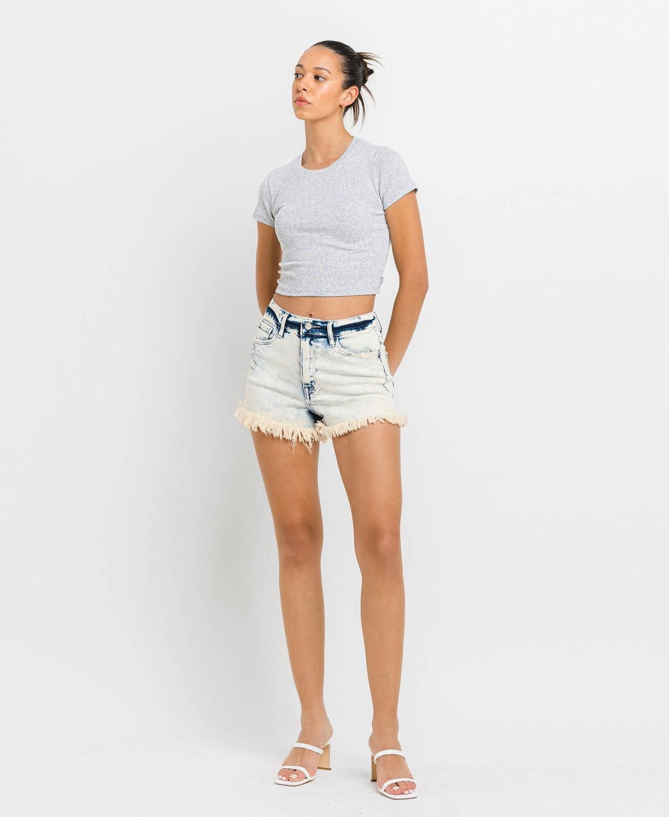 Super High Rise Stretch Mom Shorts Vervet by Flying Monkey