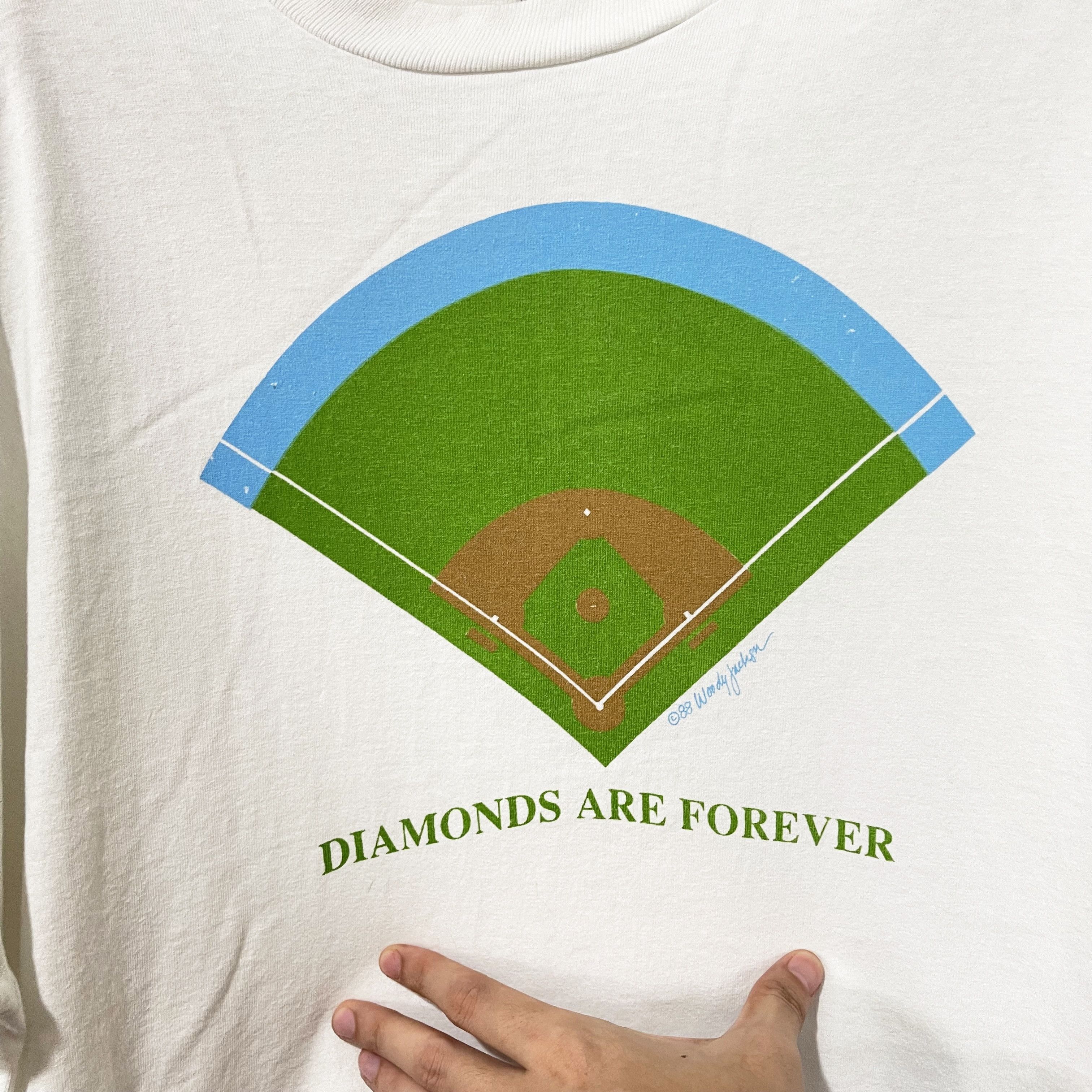 Vintage Vintage 1988 Diamonds Are Forever Woody Jackson T-Shirt Size US XL / EU 56 / 4 - 2 Thumbnail