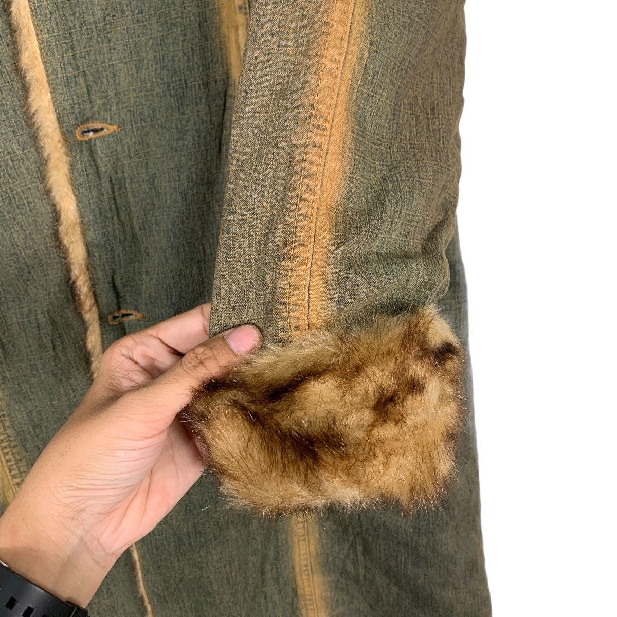 Japanese Brand COMPLETE GIRL Faux Fur Rusty Denim Overcoat Jacket #1054-C48 Size S / US 4 / IT 40 - 13 Thumbnail