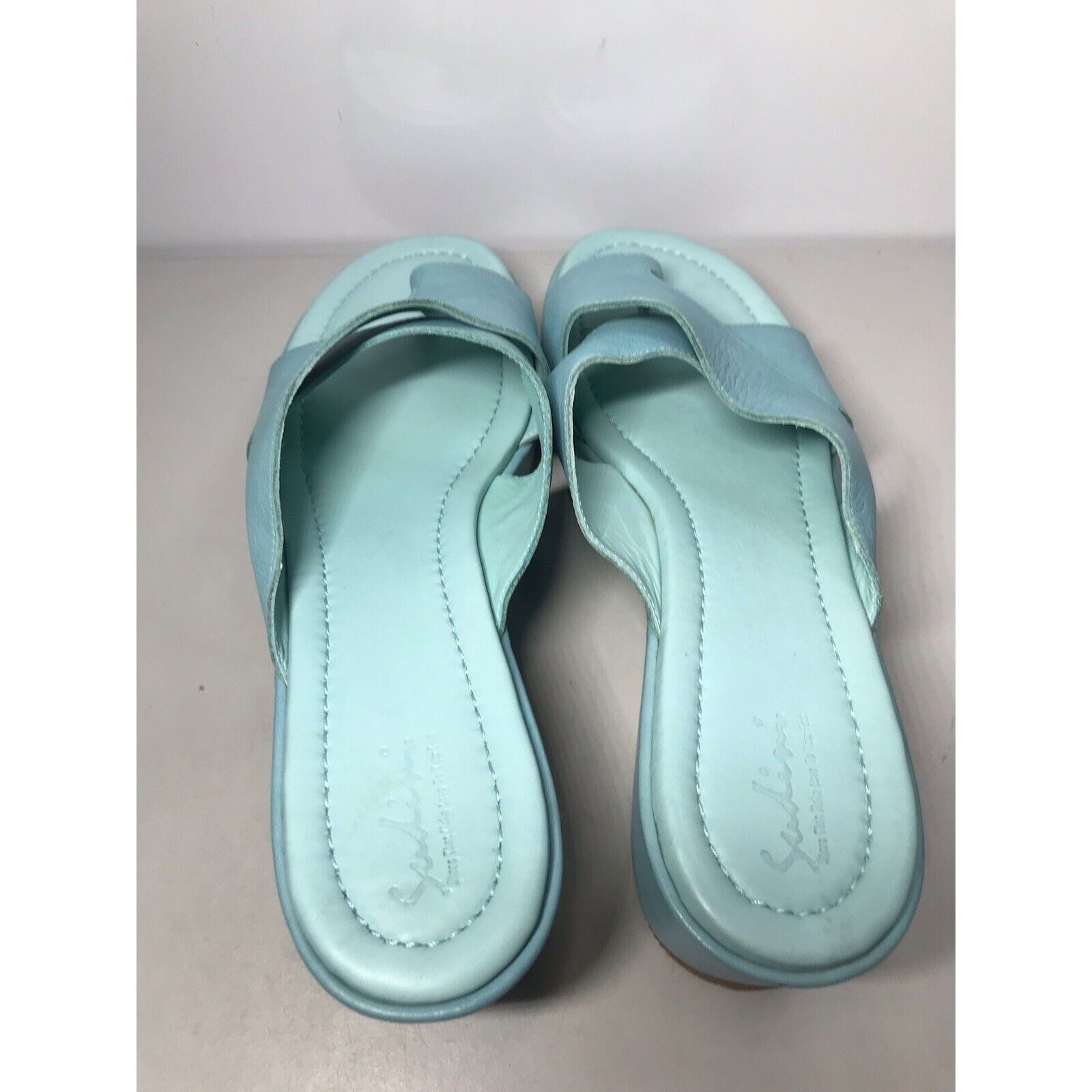 Houdini Sudini Blue Leather Toe Slip On Slides Wedge Sandals Women’s Size US 11 / IT 41 - 6 Thumbnail