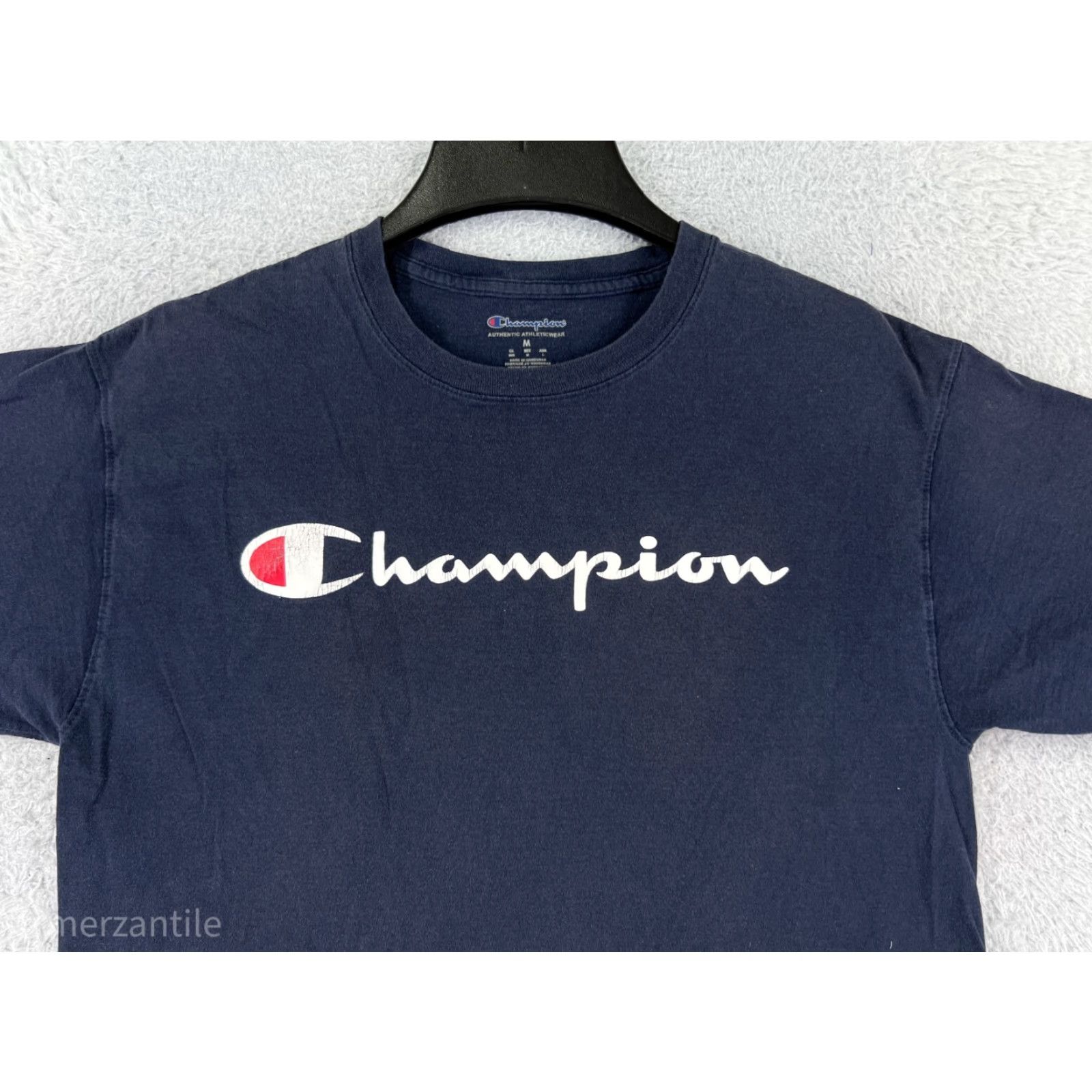Champion Champion Shirt Men Medium Blue Cotton Blend Short Sleeve Crew Neck Logo Sports Mens Size US M / EU 48-50 / 2 - 5 Thumbnail