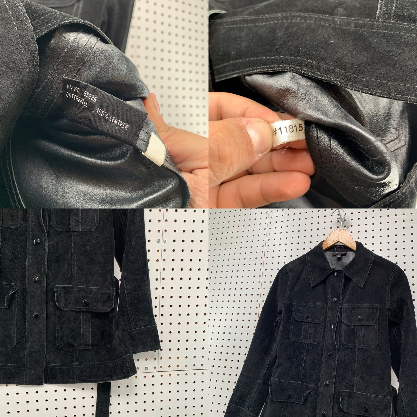 Express VINTAGE Express Suede Safari Field Jacket Womens XS/S Black Belted Utility Size S / US 4 / IT 40 - 8 Thumbnail