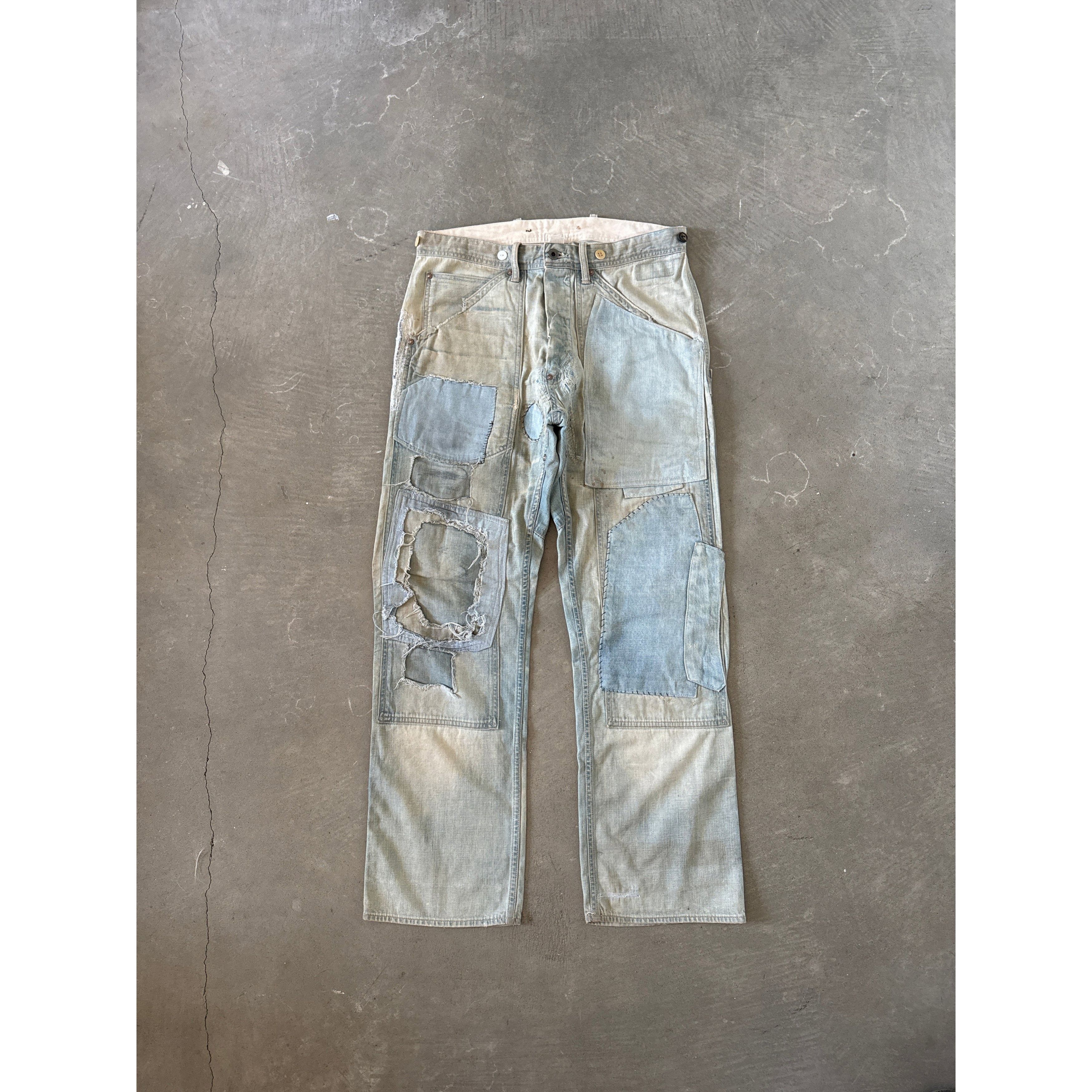 RRL Ralph Lauren RRL by Polo Ralph Lauren Indigo Distressed Patchwork Selvedg Size US 32 / EU 48 - 1 Thumbnail