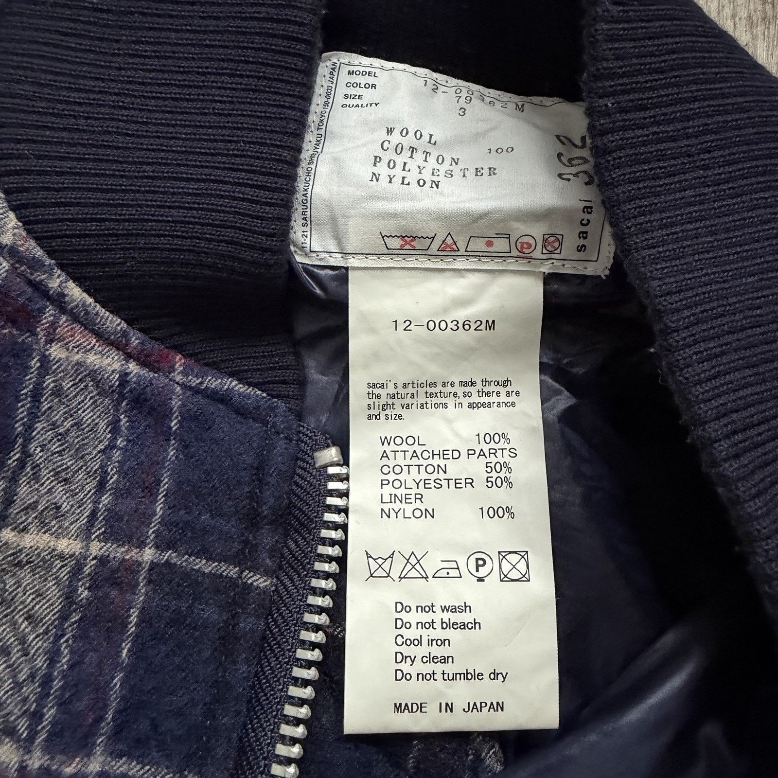 Sacai SACAI Flannel Plaid BOMBER JACKET Sz 3 Made In Japan Size US L / EU 52-54 / 3 - 4 Thumbnail