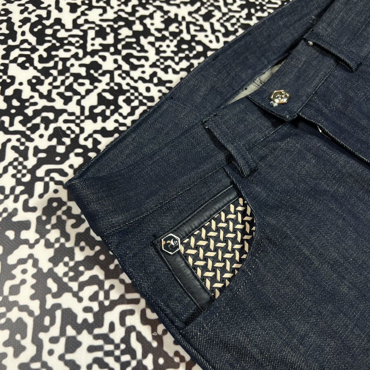Angelo Galasso ANGELO GALASSO Denim Jeans Leather Pocket Luxury Rare Style Size US 34 / EU 50 - 14 Thumbnail