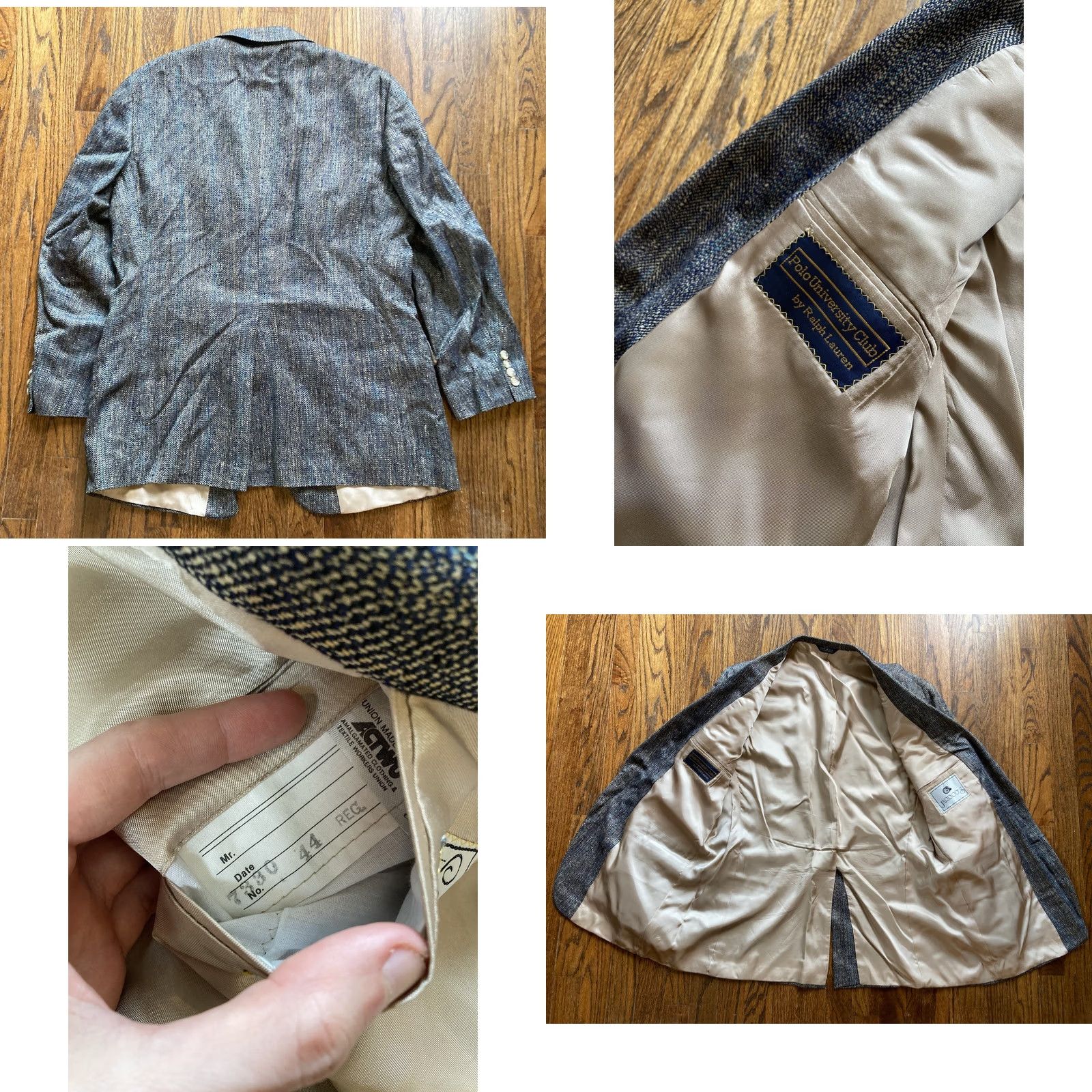 Ralph Lauren VINTAGE Ralph Lauren Blazer Mens 44 Gray Polo University Club Size 44R Blue Tweed Size US XXL / EU 58 / 5 - 8 Thumbnail