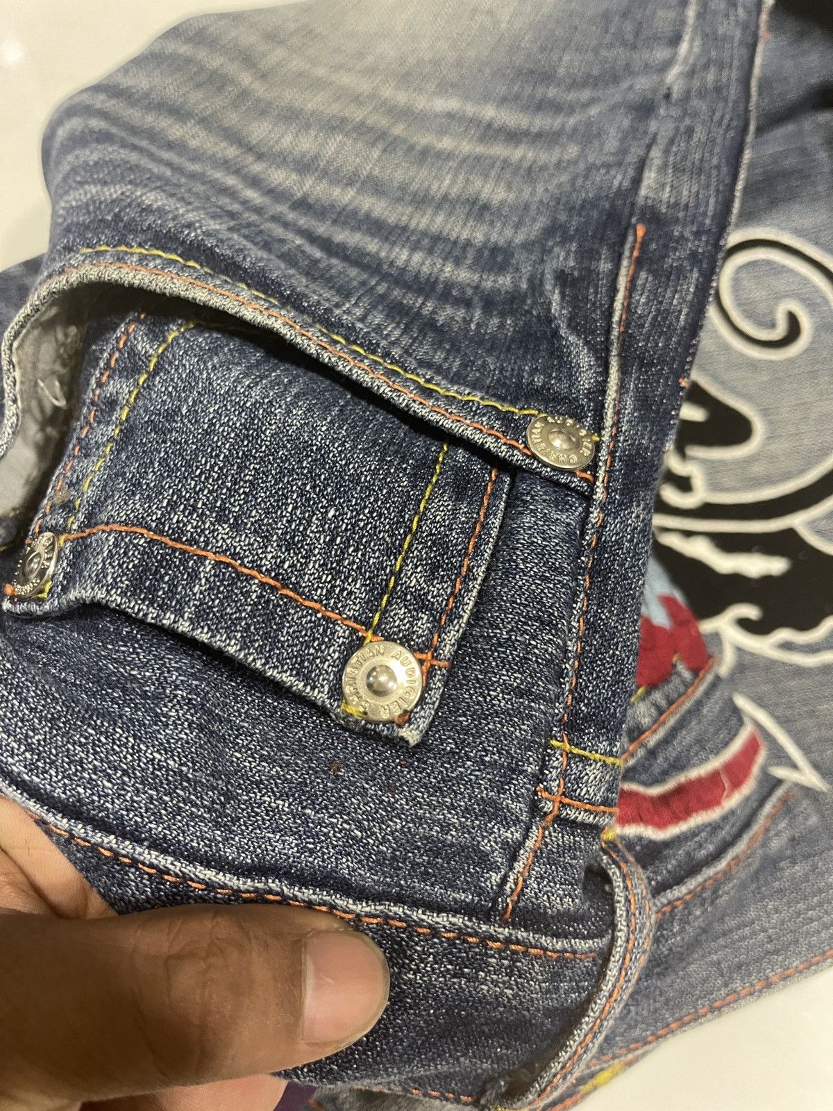 Christian Audigier Christian Audigier Ed Hardy Embroidered Denim Jeans Size US 31 - 8 Thumbnail
