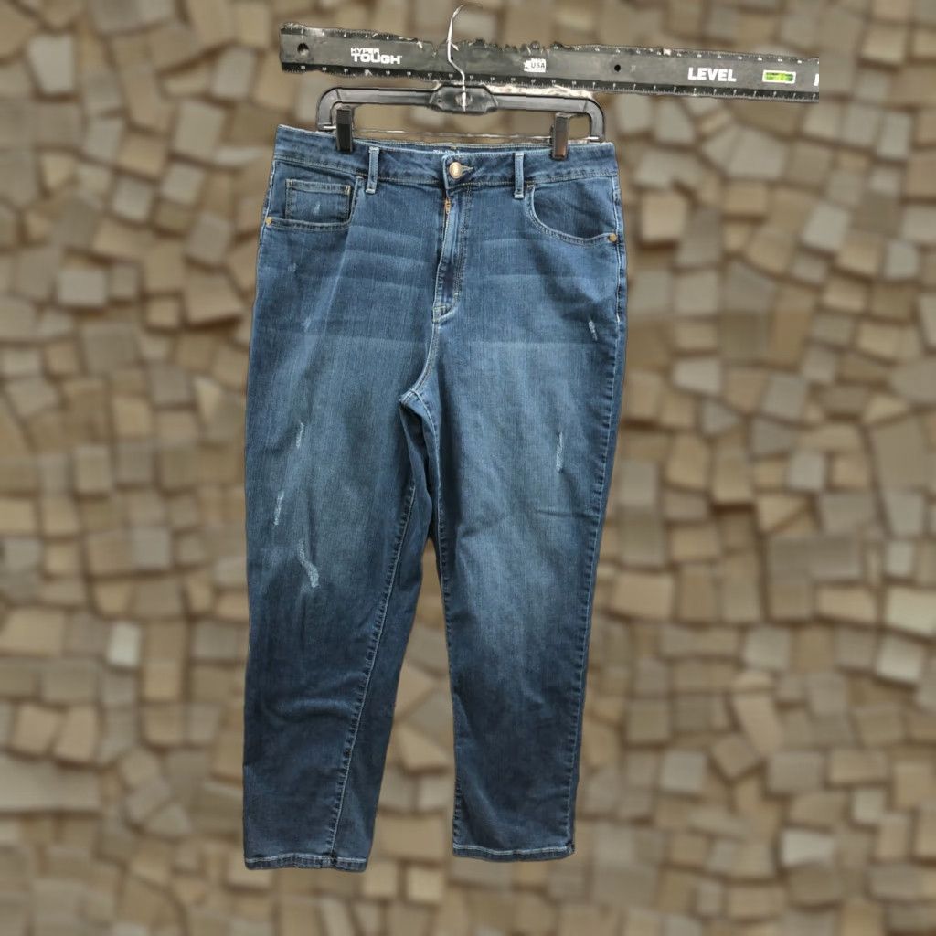 Vintage Time & TRU Jeans Time And Tru Denim Straight 16 Womens High Rise Medium Blue 5-Pocket Regular Size 32 Waist Inseam 27 Comfort Size 38" / US 16 / IT 52 - 1 Thumbnail