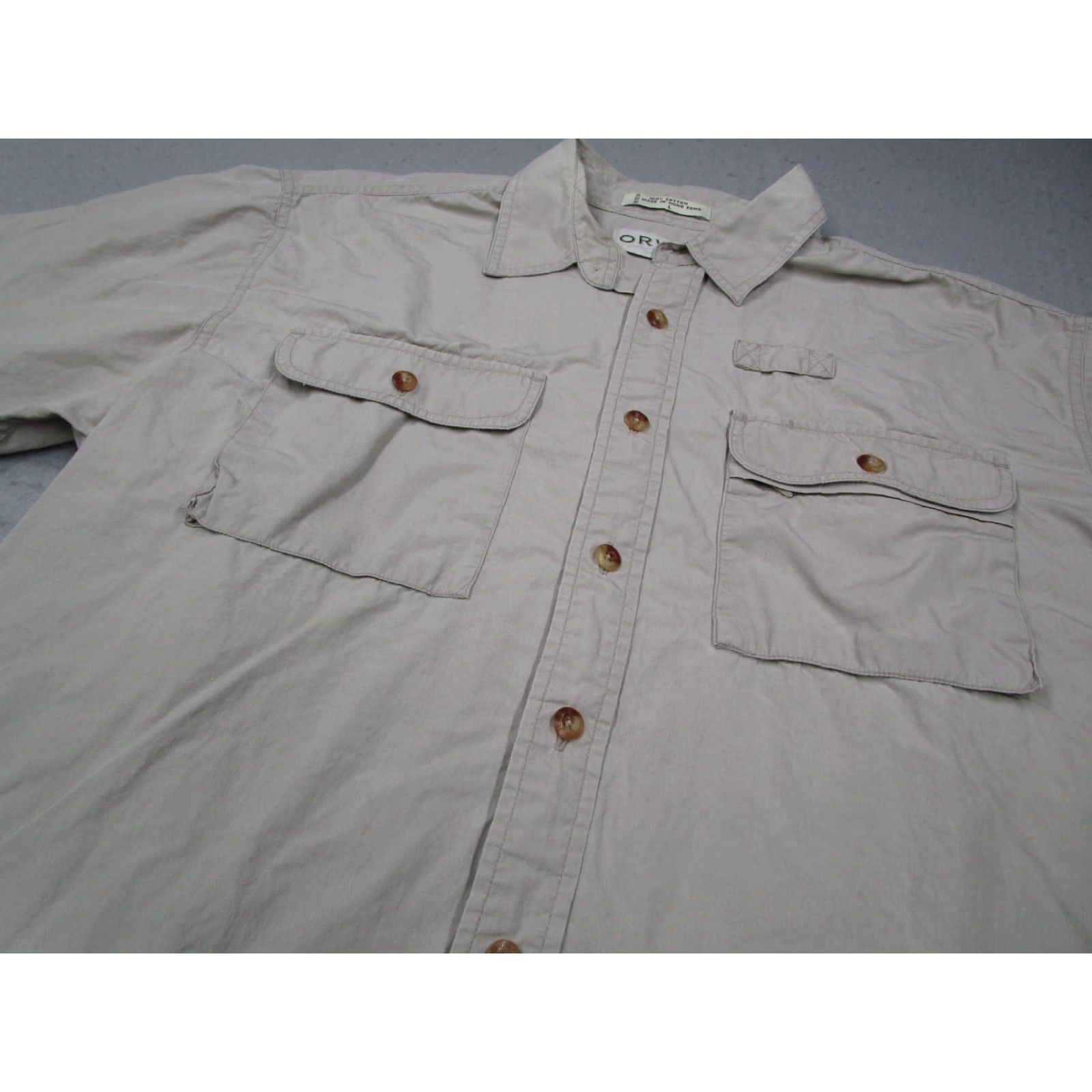 Orvis Vintage Orvis Men's Beige Short Sleeve Button-Up Shirt Classic Fit 100% Cotton Khaki Safari Size US L / EU 52-54 / 3 - 2 Thumbnail
