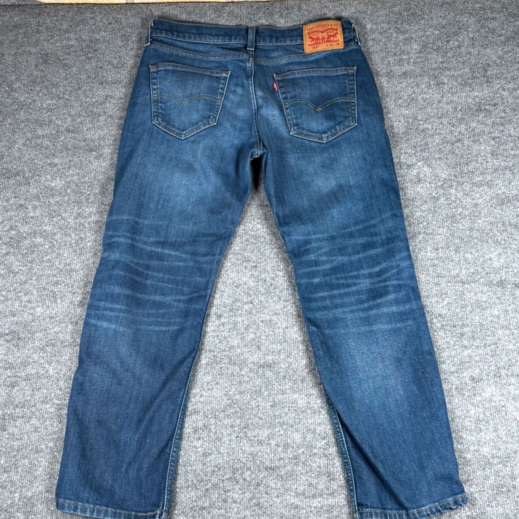 Denime Levi's 514 Jeans 34x28 Inseam 28" Straight Fit Denim Pants Medium Blue Wash Mens Jeans Regular Waist 34 Size US 34 / EU 50 - 3 Thumbnail