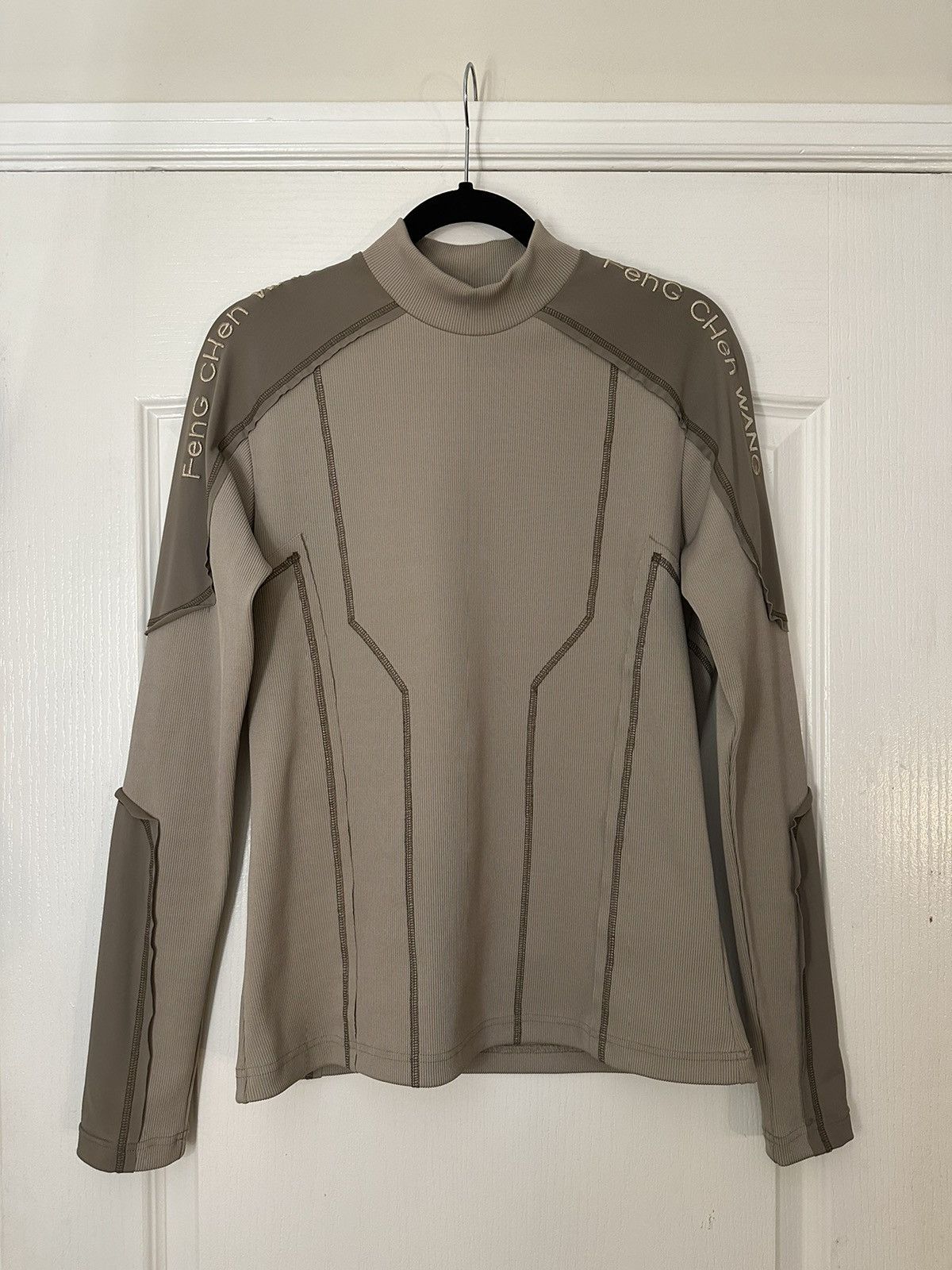 image of Feng Chen Wang Tan Jersey Long Sleeve T-Shirt in Beige, Men's (Size XS)