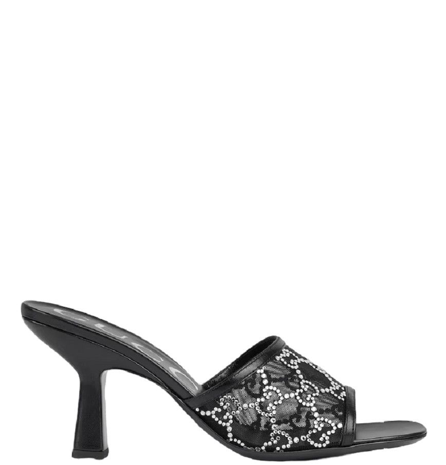 Gucci o1s1wg110125 GG Mid-Heel Slide Sandals Mules in Black Size US 10 / IT 40 - 1 Thumbnail