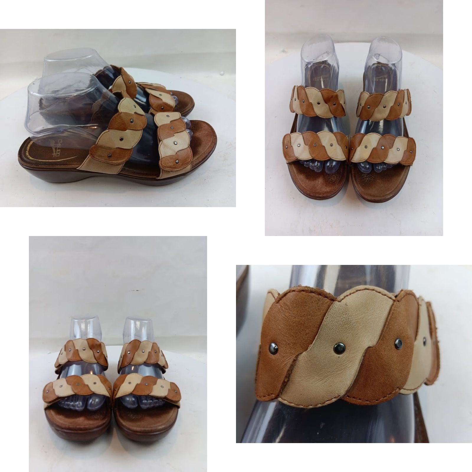 Dansko Dansko Dee Sandals Women’s US 10 EU 40 Brown Double Strappy Slide Studded Wedge Size US 10 / IT 40 - 8 Thumbnail