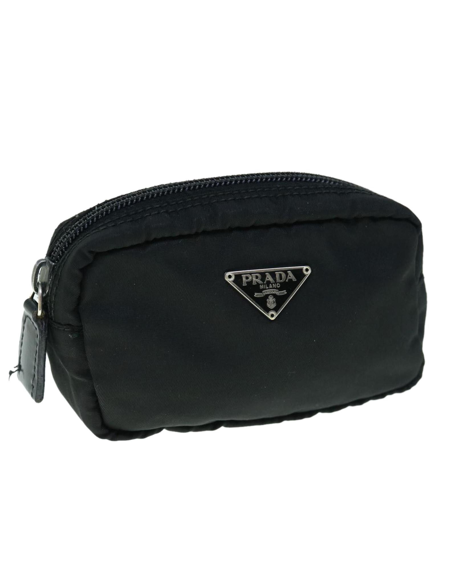 image of Prada Black Synthetic Clutch With Timeless Style, Women's