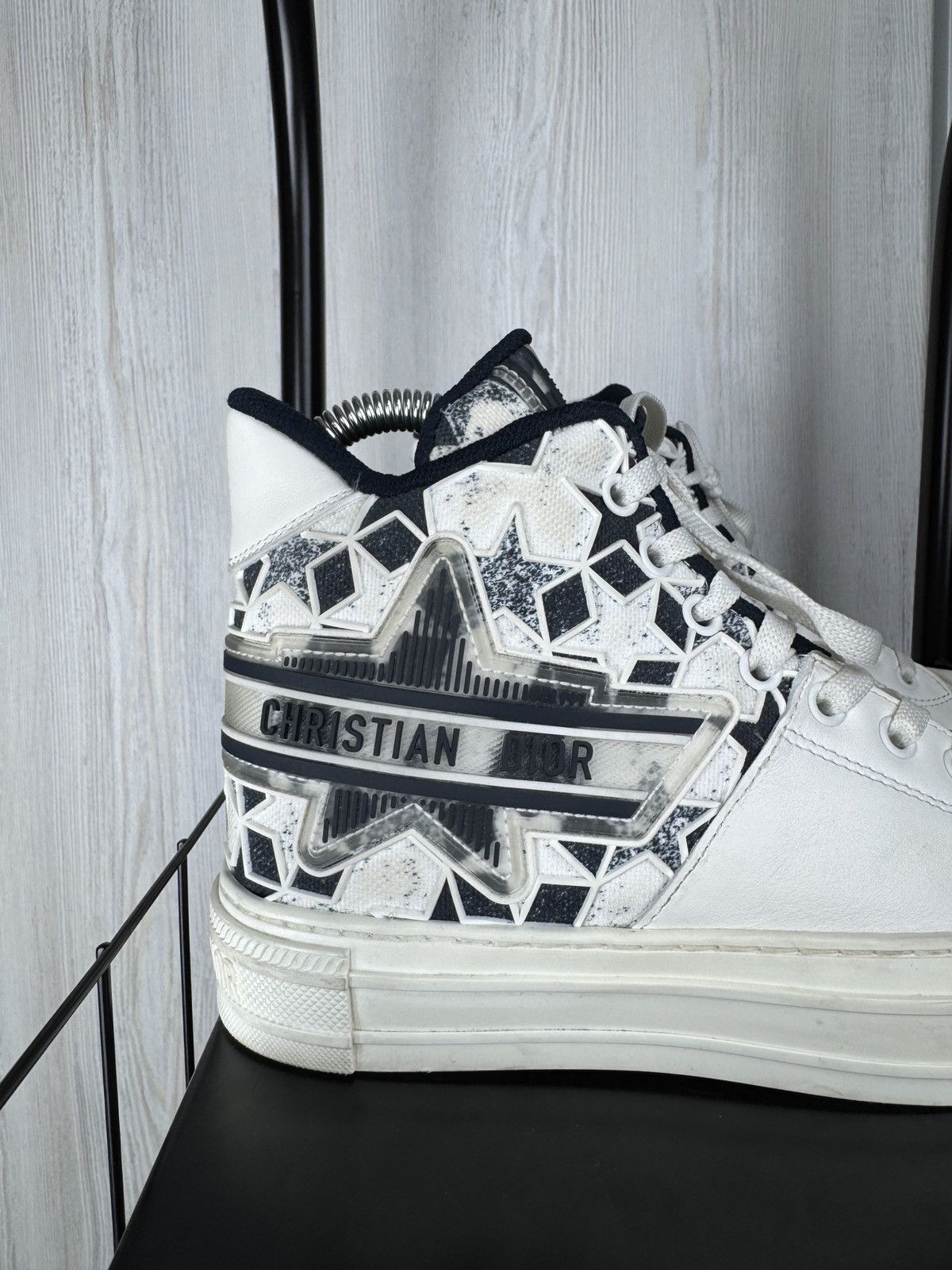 Dior Dior Walk'n'Dior Star Star Lace Up High Top Leather Sneakers Size US 4.5 / IT 34.5 - 2 Thumbnail