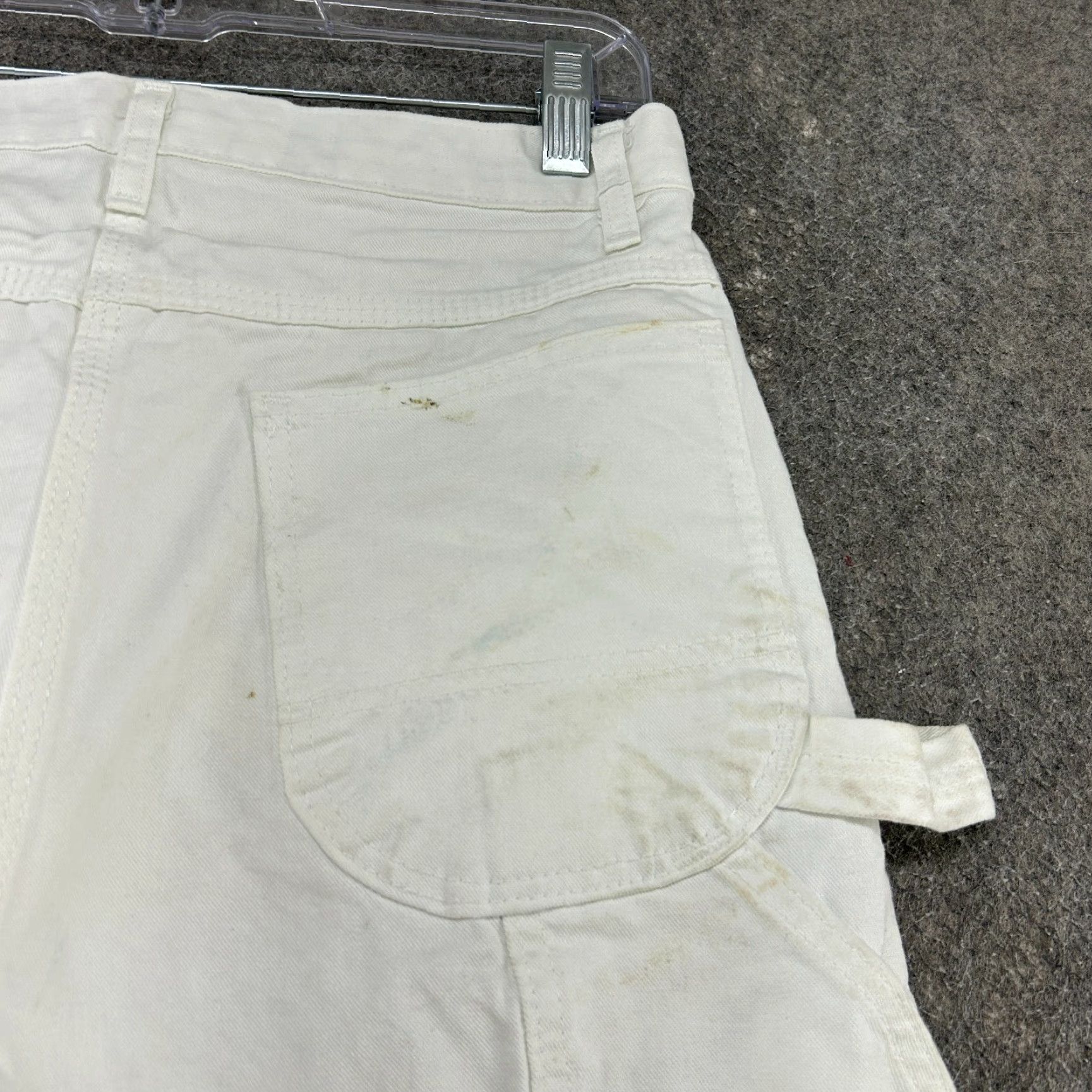 VINTAGE Dickies Pants Mens 30x32 White Carpenter Painters Canvas Cotton Workwear Thrash