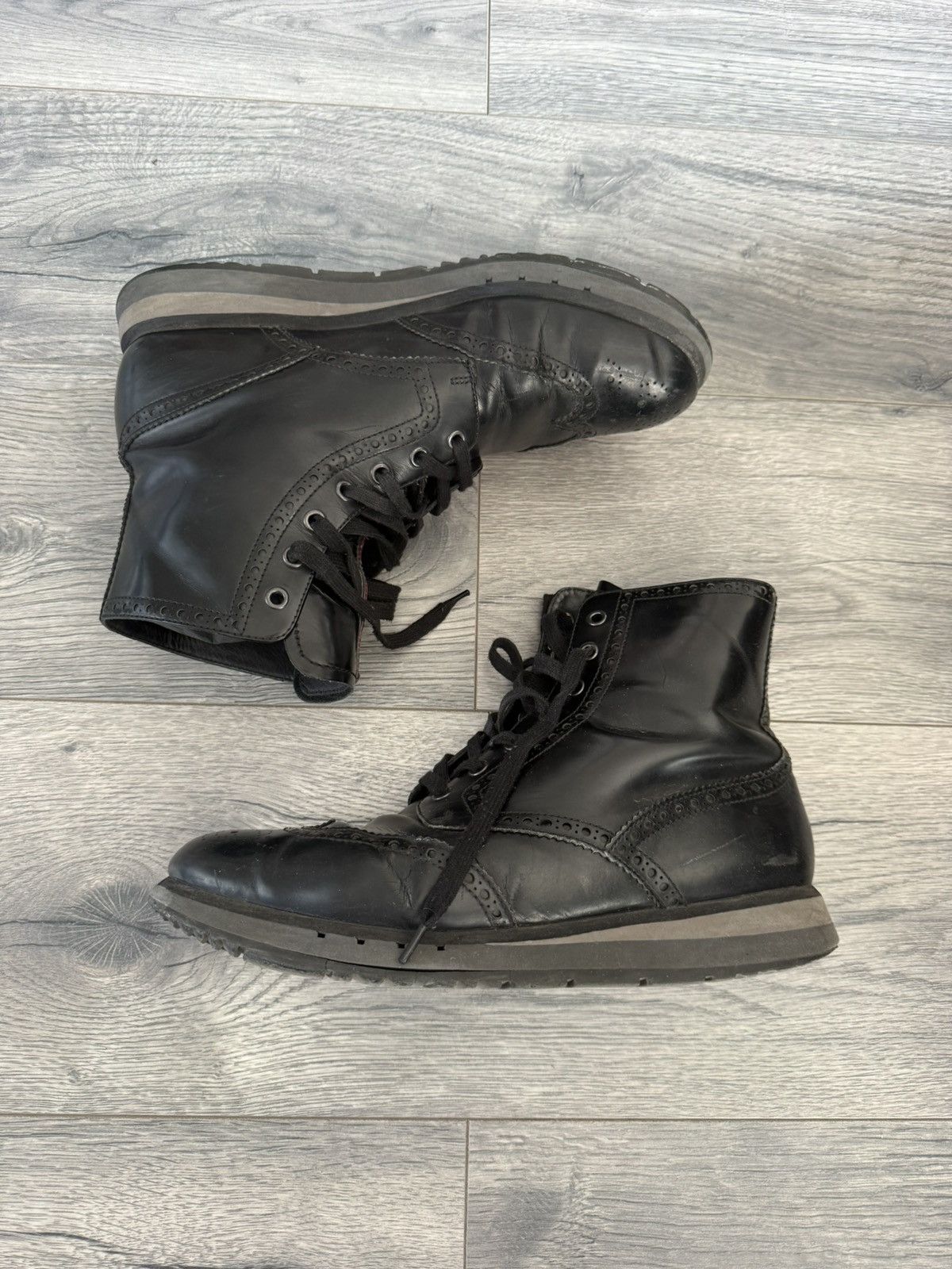 Prada Black Leather Lace-Up Boots with Chunky Sole Size US 9.5 / EU 42-43 - 1 Thumbnail