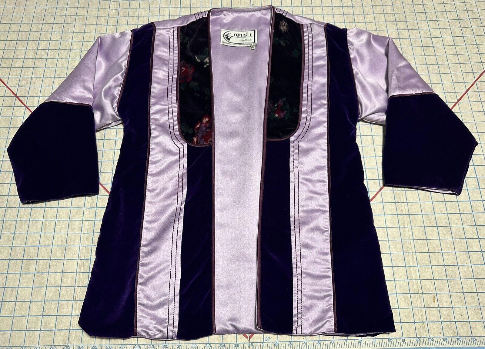 Other Open Boho Jacket Opus 1 100% Cotton OS Purple Satin Floral Size ONE SIZE - 1 Thumbnail