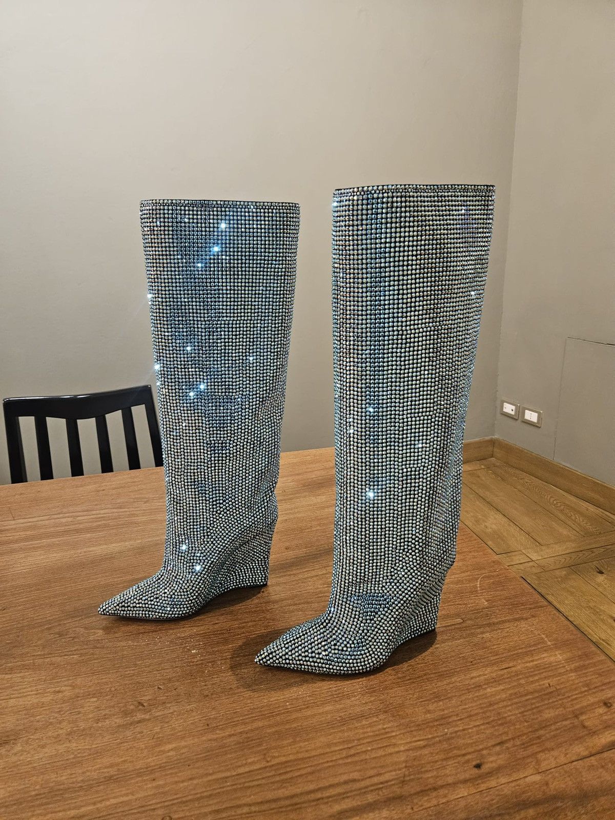Jimmy Choo Jimmy Choo Malibu Mix Suede Knee-high Boots with Crystals Size US 9 / IT 39 - 1 Thumbnail