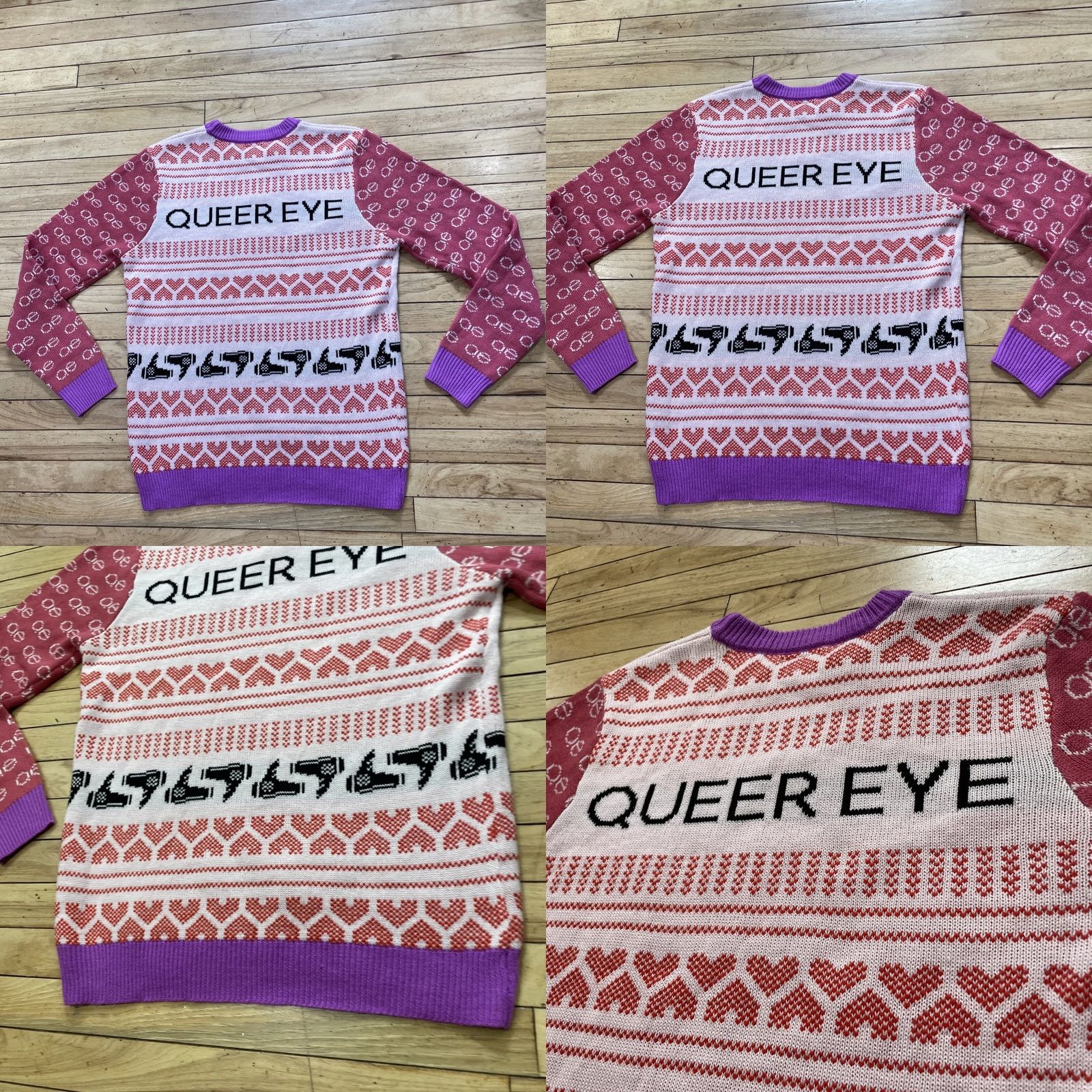Pinko NETFLIX Sweater XL Pink Peach Knit Crew Neck Unisex Adults Long Sleeve Geometric FairIsle Casual Party/Cocktail Size XL / US 12-14 / IT 48-50 - 10 Thumbnail