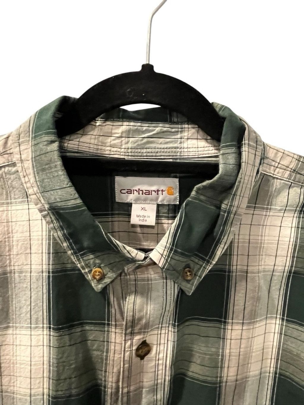 Carhartt Carhartt Relaxed Fit XL Green Gray Plaid Button Down Shirt Size US XL / EU 56 / 4 - 3 Thumbnail