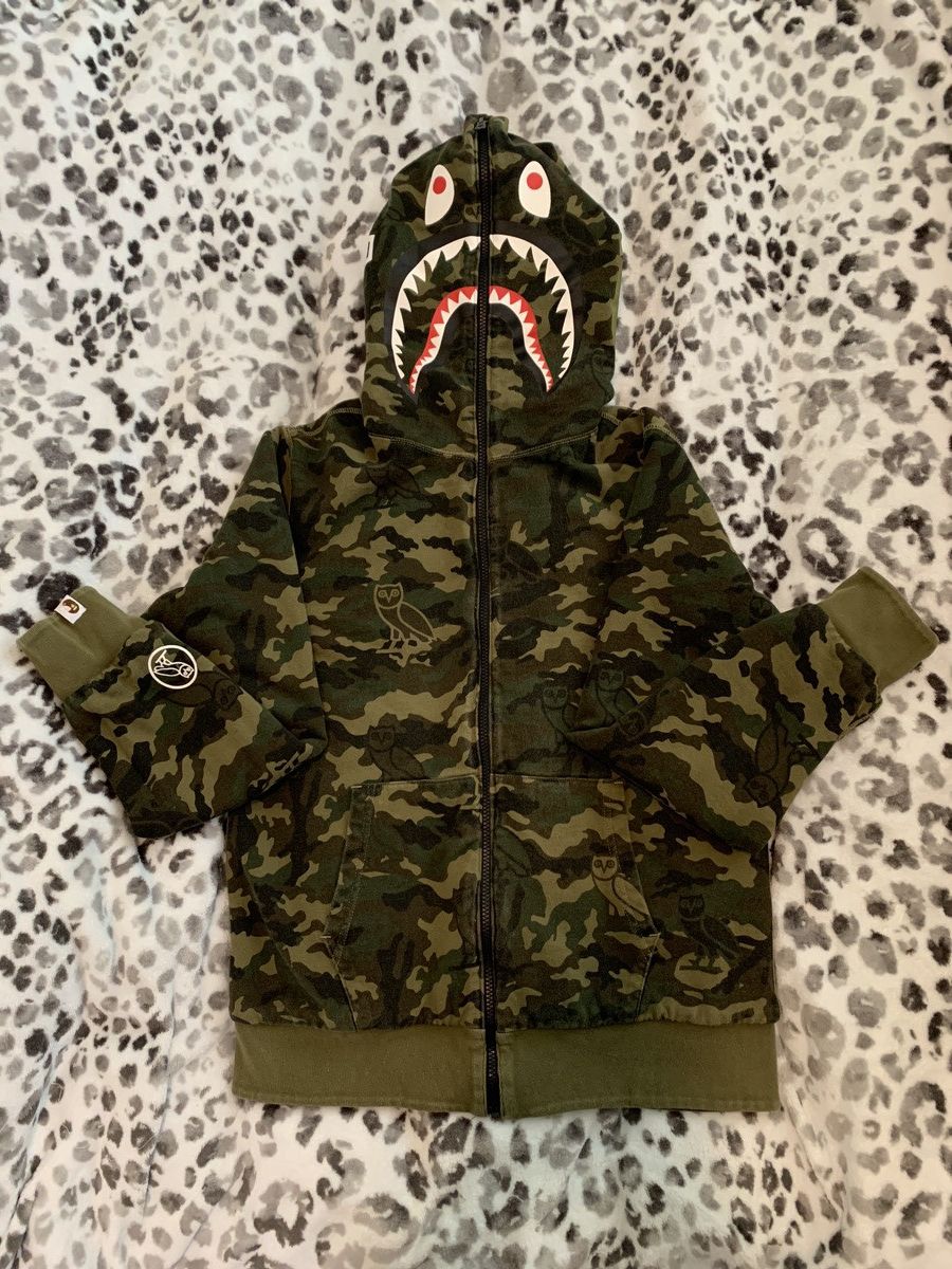 Bape × October's Very Own Bape x OVO Woodland Camo Shark Reversible Full Zip Hoodie Size US L / EU 52-54 / 3 - 4 Thumbnail