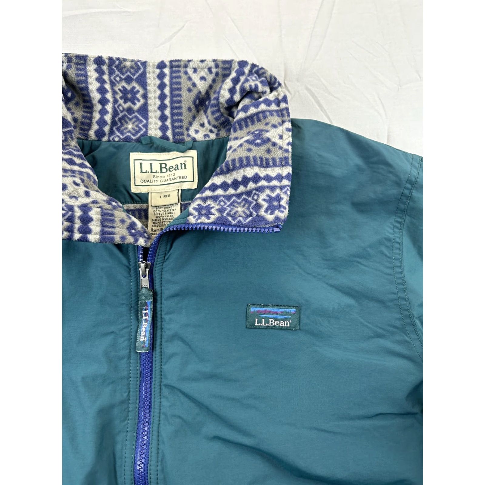 Vintage LL Bean Jacket Mens Large Green Nylon Bomber Fleece Lined Full Zip Size US L / EU 52-54 / 3 - 5 Thumbnail