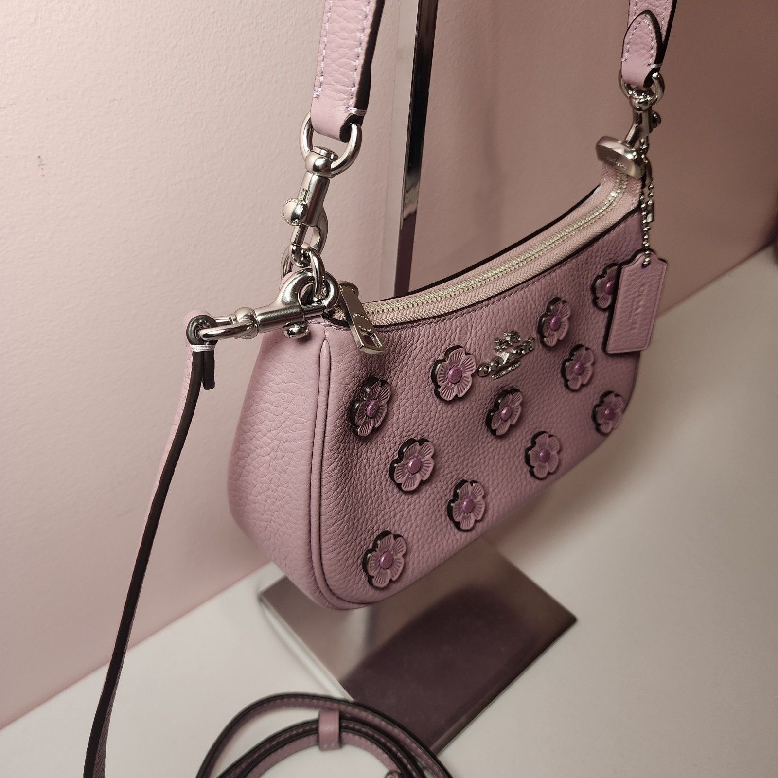 Coach NWT Coach CAJ98 Teri Mini Crossbody Floral Applique Lilac Size ONE SIZE - 4 Thumbnail
