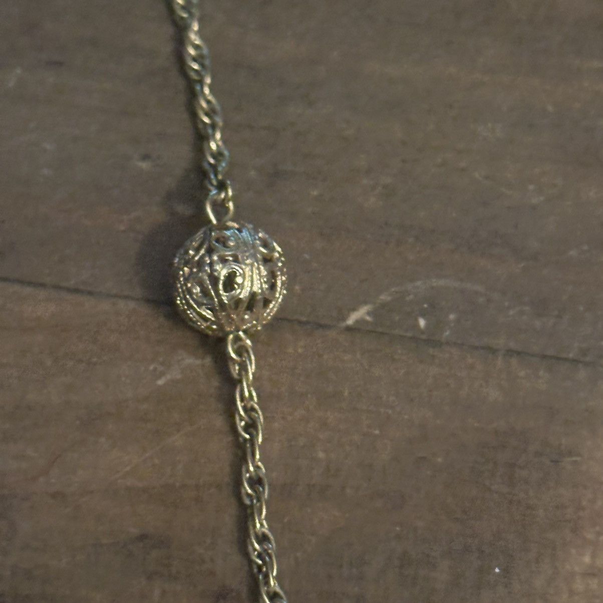 Vintage Vintage gold tone station filigree bead chain necklace Size ONE SIZE - 5 Thumbnail