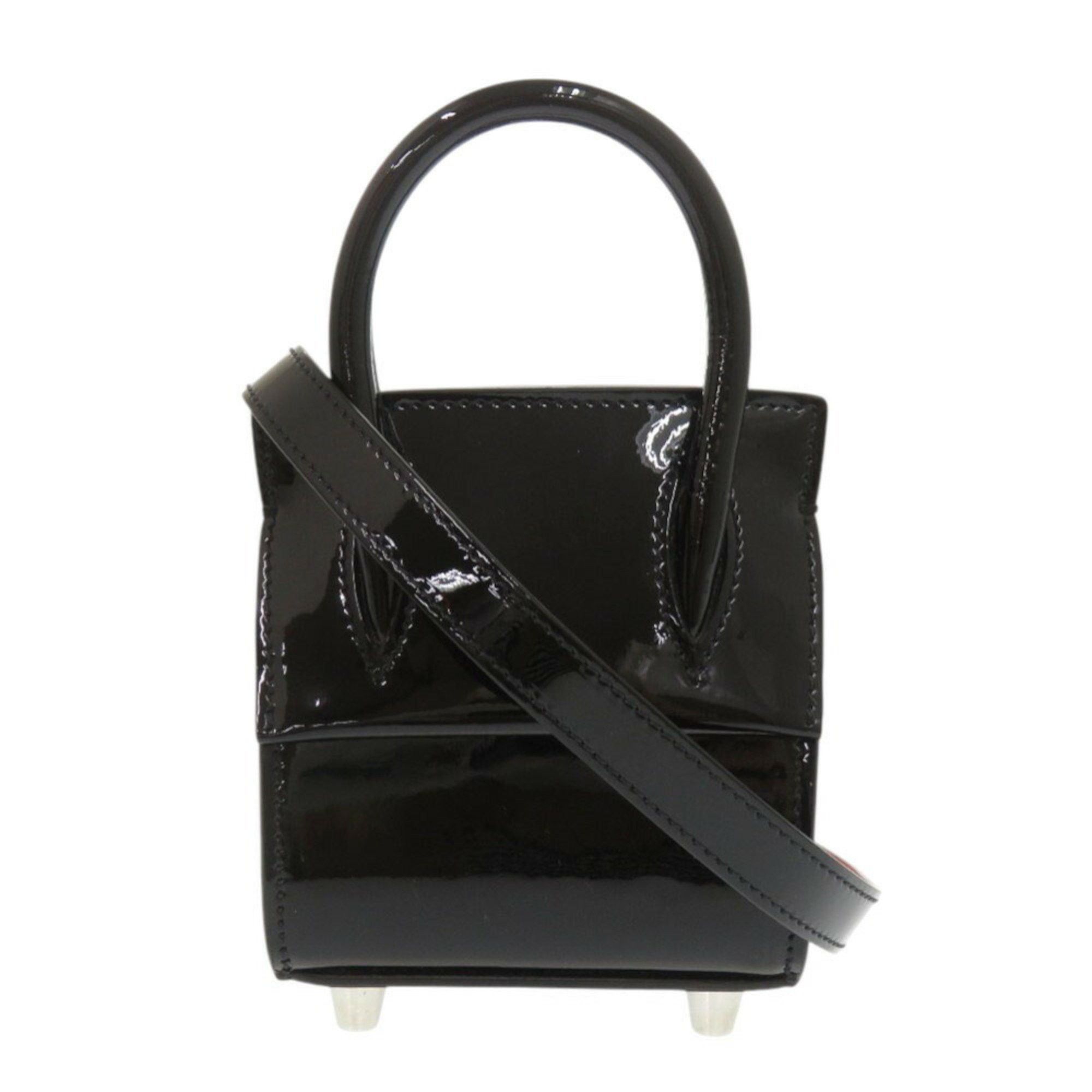 Unused Christian Louboutin Paloma Nano 1215050 Patent Leather Black Handbag Shoulder Bag 0279Christian, Women's