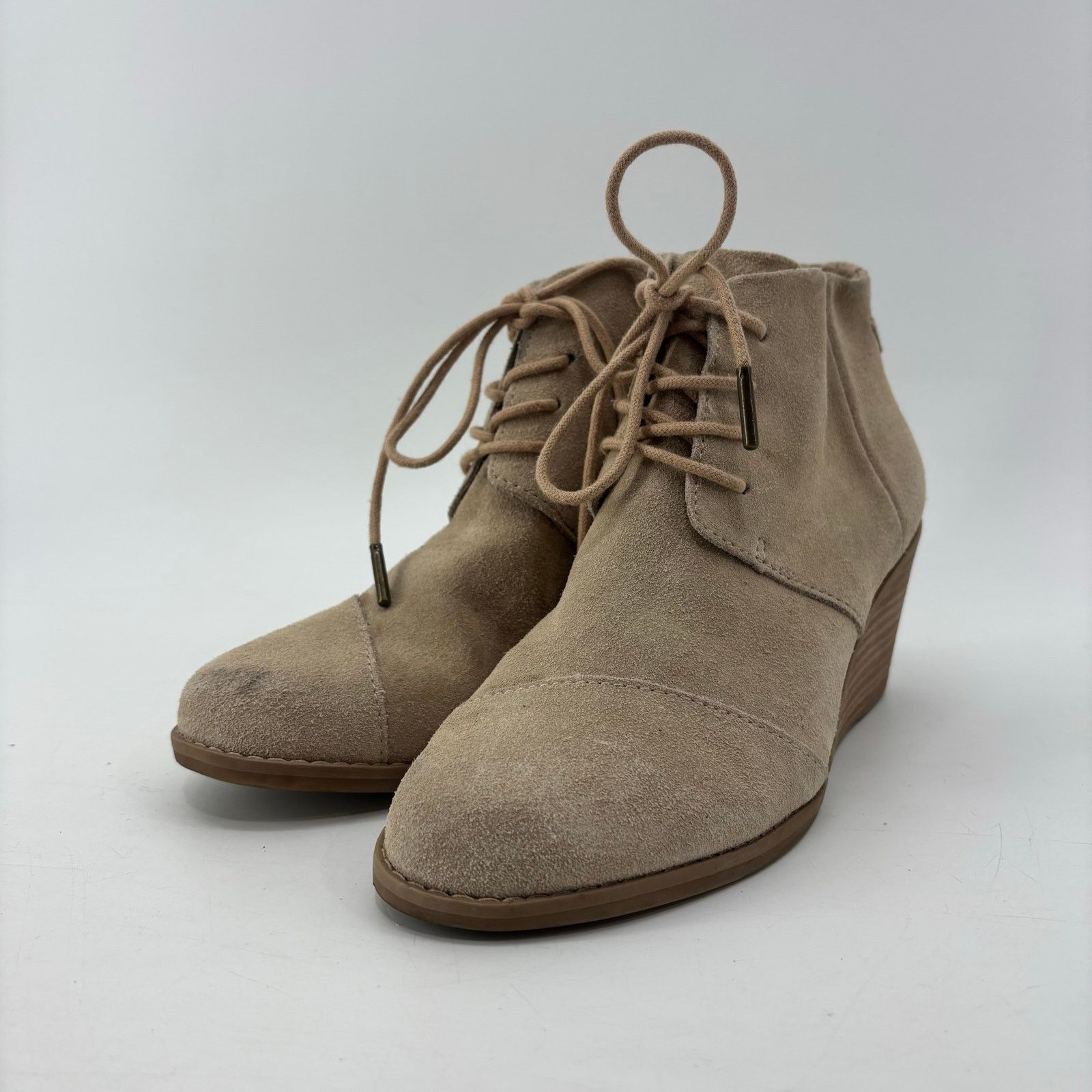 Toms Toms Hyde Suede Womens Size 6.5 Tan Wedge Bootie Ankle Boot Size US 6.5 / IT 36.5 - 10 Thumbnail