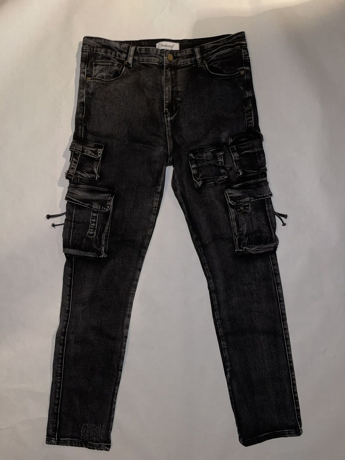 Profound Aesthetic Profound Aesthetic Black Washed Denim Cargo Pants