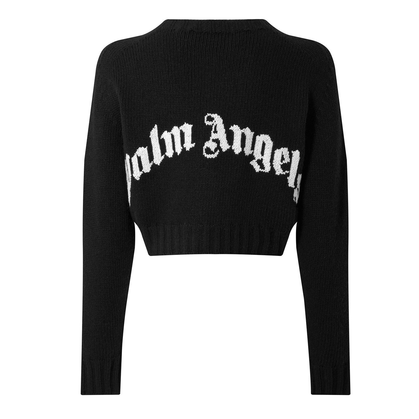Palm Angels o1g2r1mq0425 Curved Logo Cropped Sweater in Black Size L / US 10 / IT 46 - 2 Thumbnail