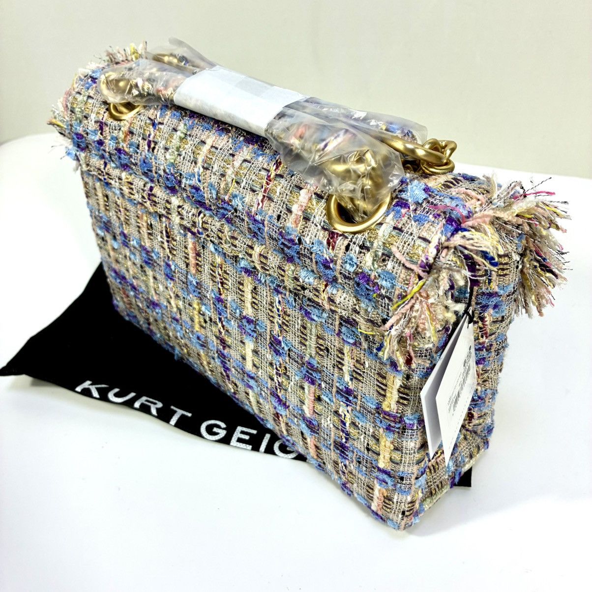 Kurt Geiger Kurt Geiger London Brixton Tweed Lock Bag Lilac NEW Shoulder Size ONE SIZE - 21 Thumbnail
