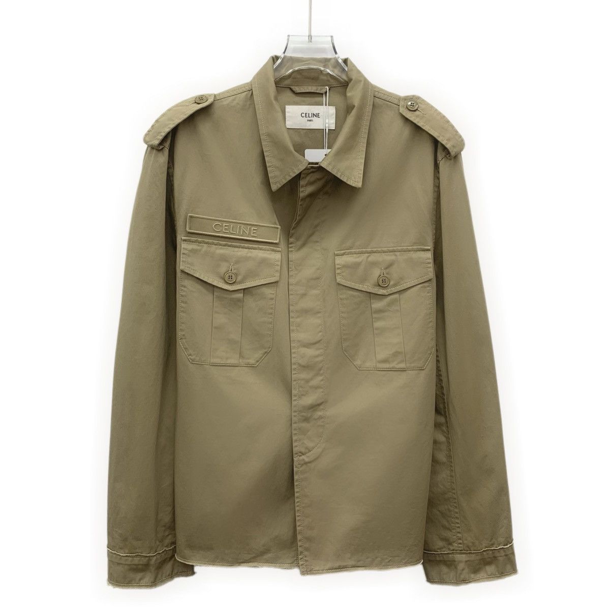 Celine Celine Army Green Linen Blend Long Sleeve Shirt K26WX Size S / US 4 / IT 40 - 1 Thumbnail